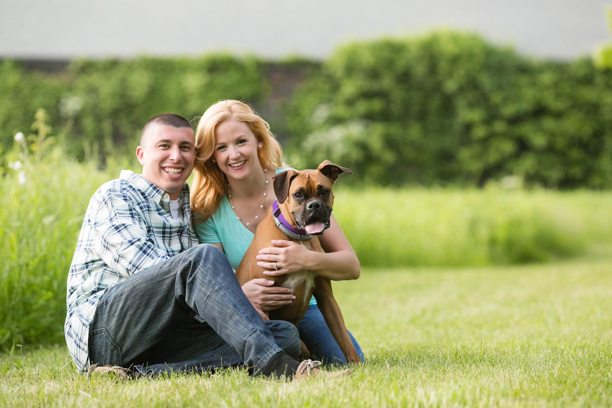 Engagement portraits with dog