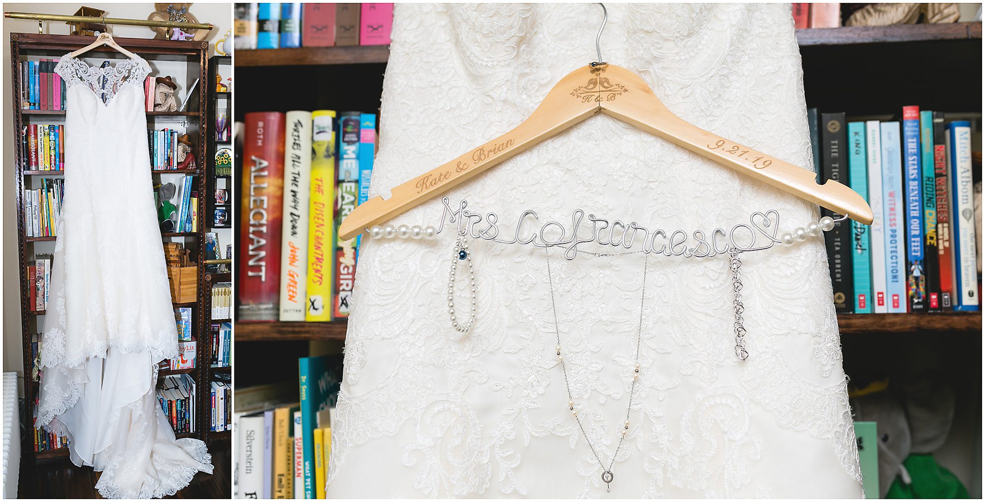 bride wedding gown and jewelry