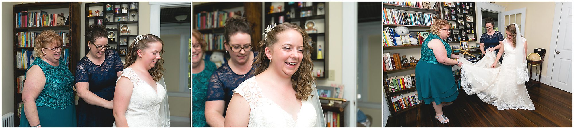 bride getting dressed