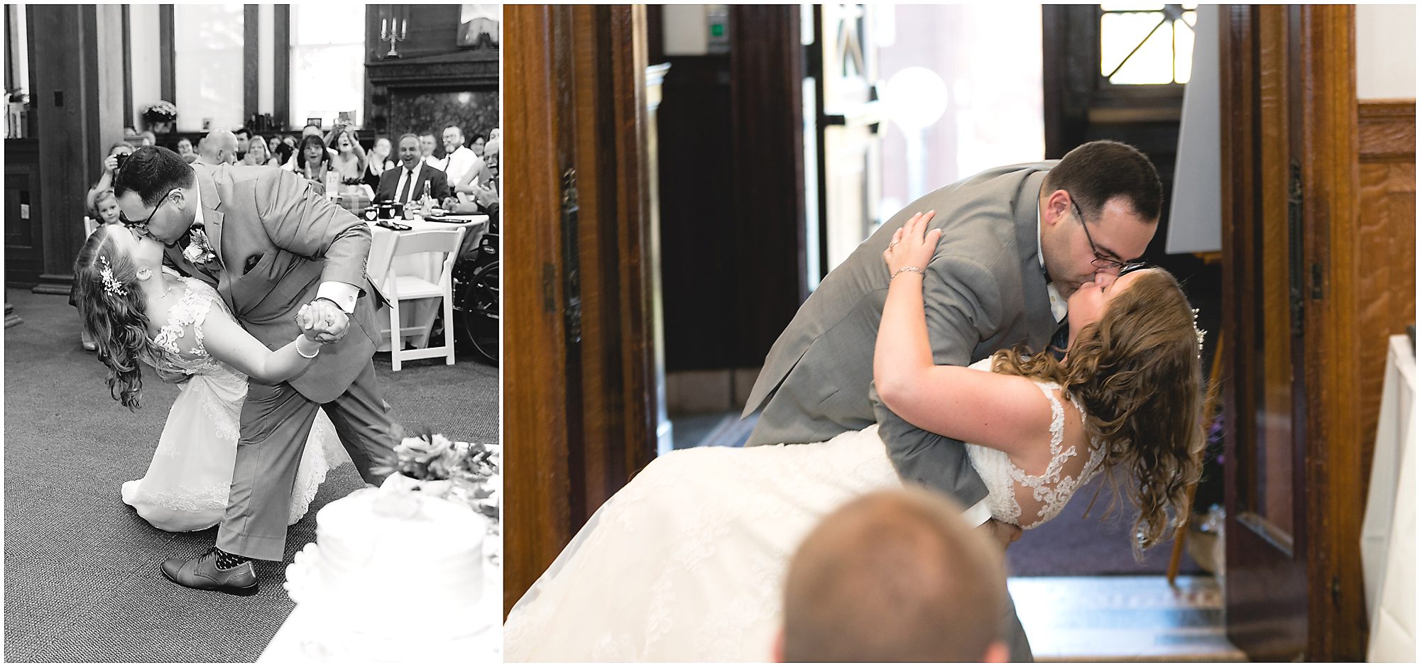 bride and groom first dance dip
