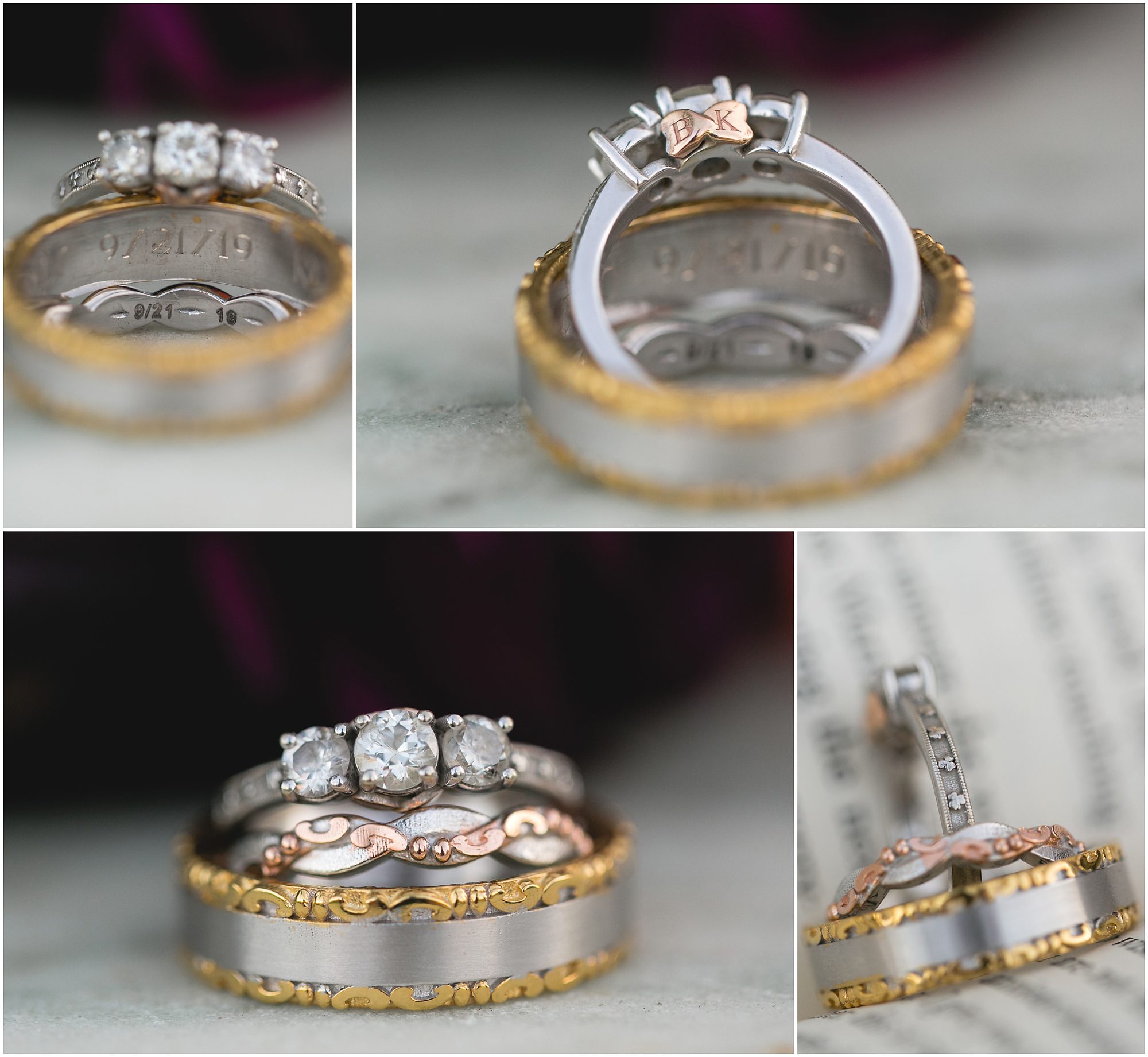 wedding ring set engraved