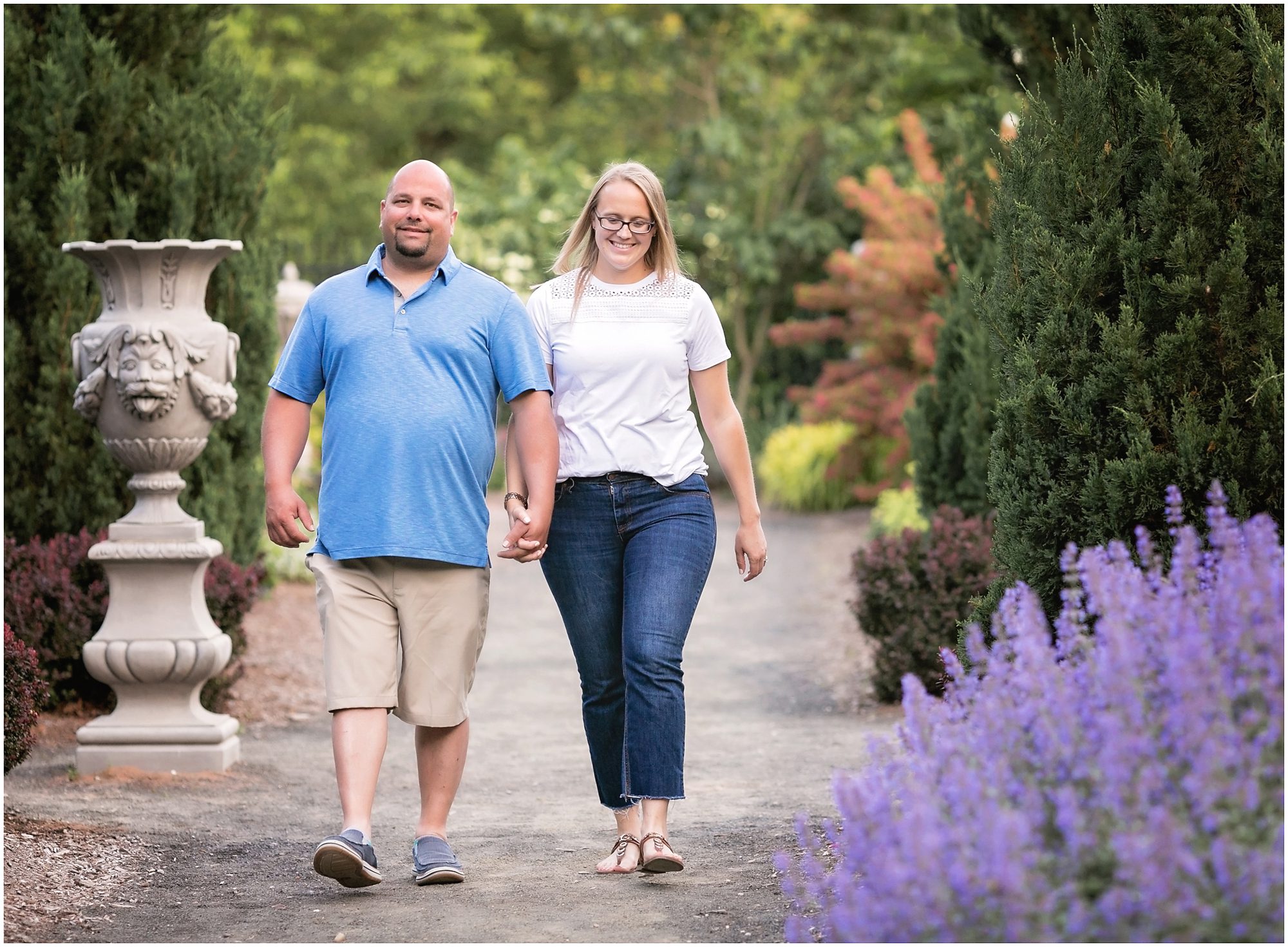 couple walking in garder
