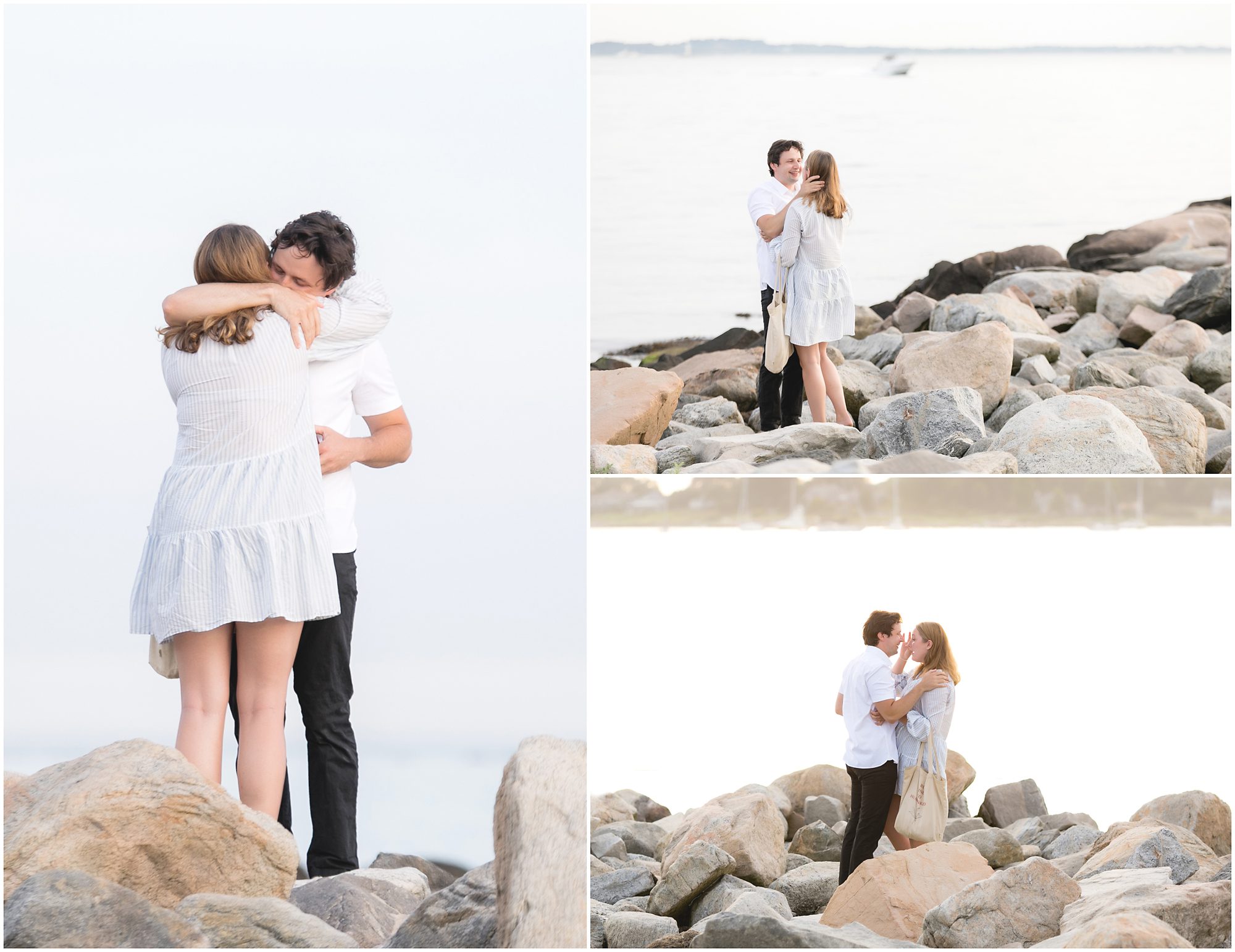 beach proposal on the rocks