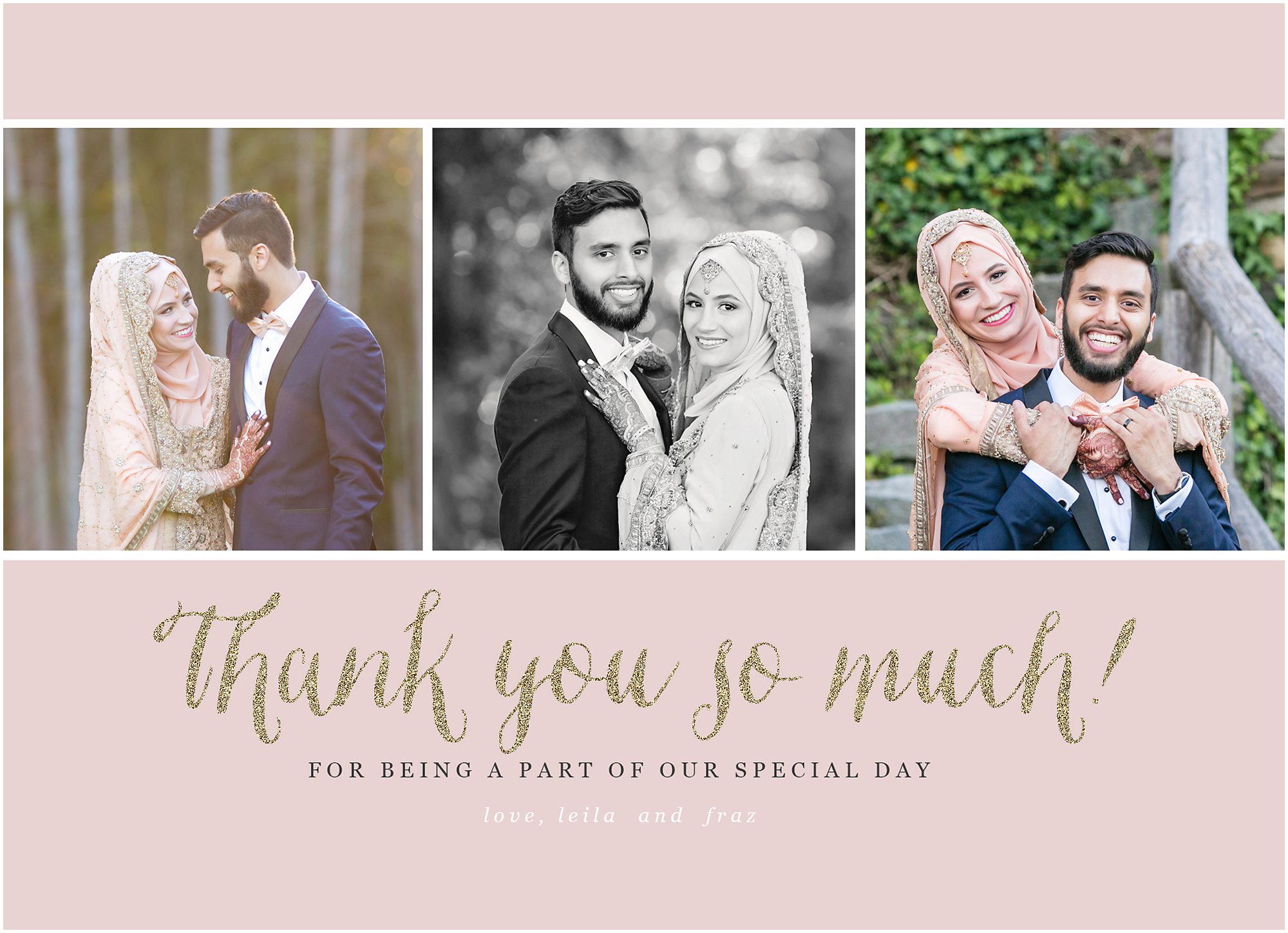 wedding thank you card three images