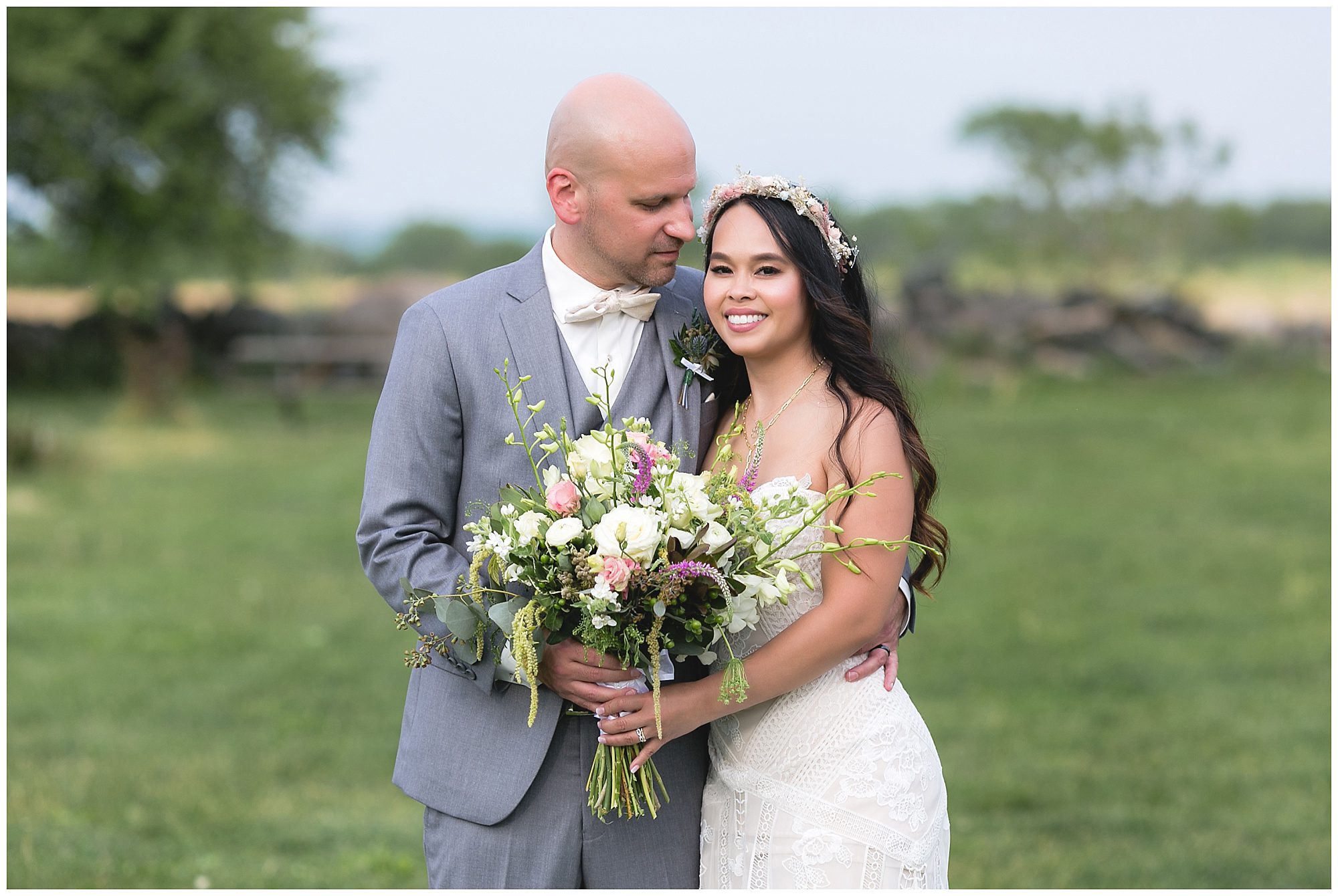 groom looking at bride