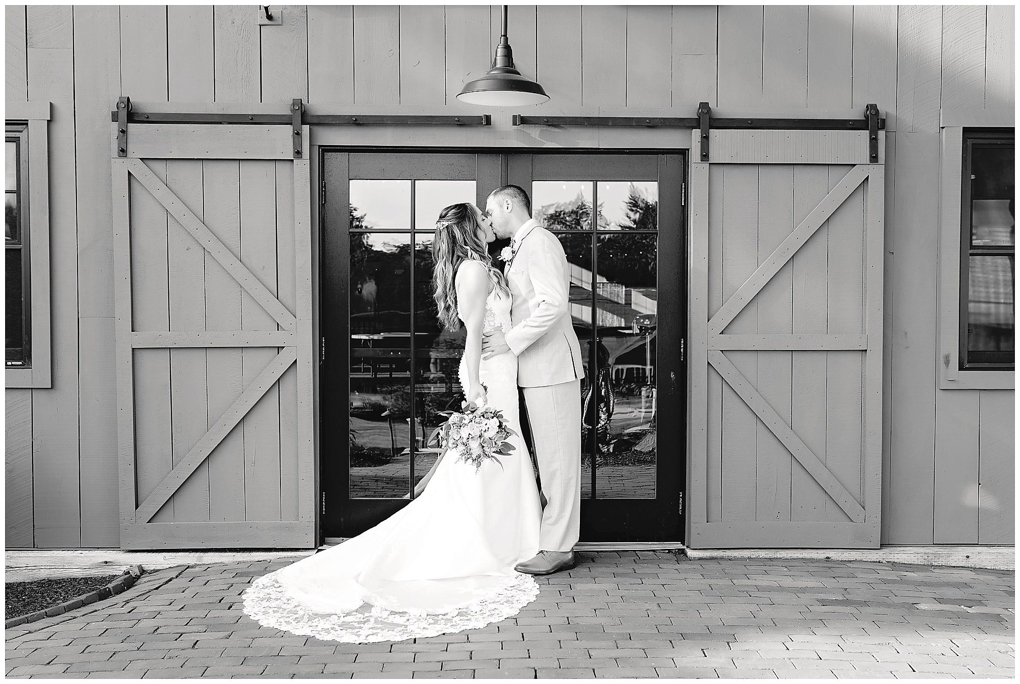 bride and groom kissing