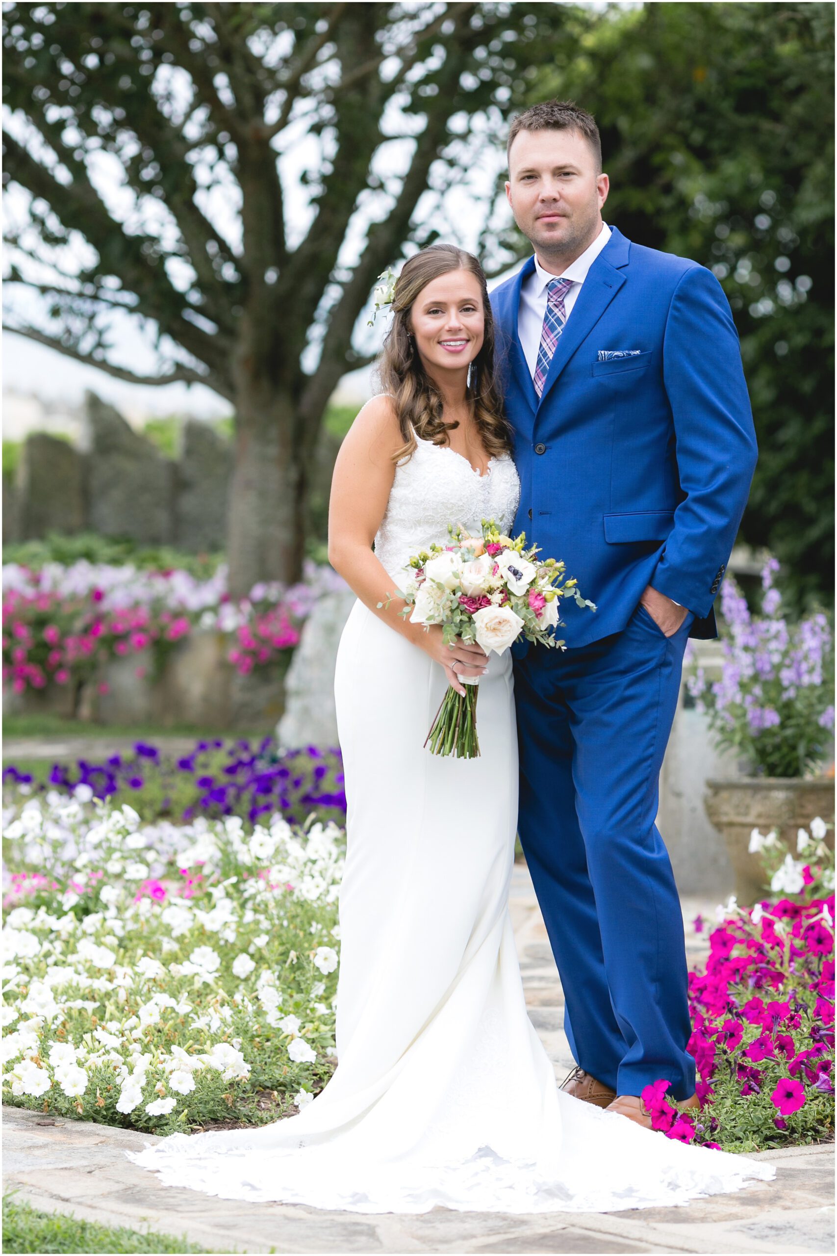bride and groom flowers enders