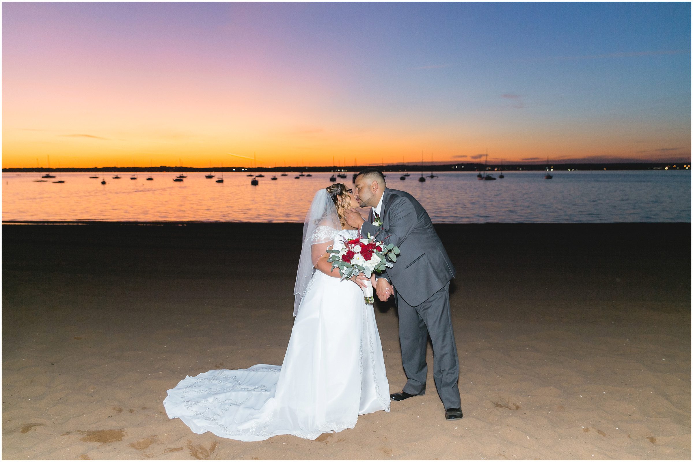 bride and groom anthony's sunset
