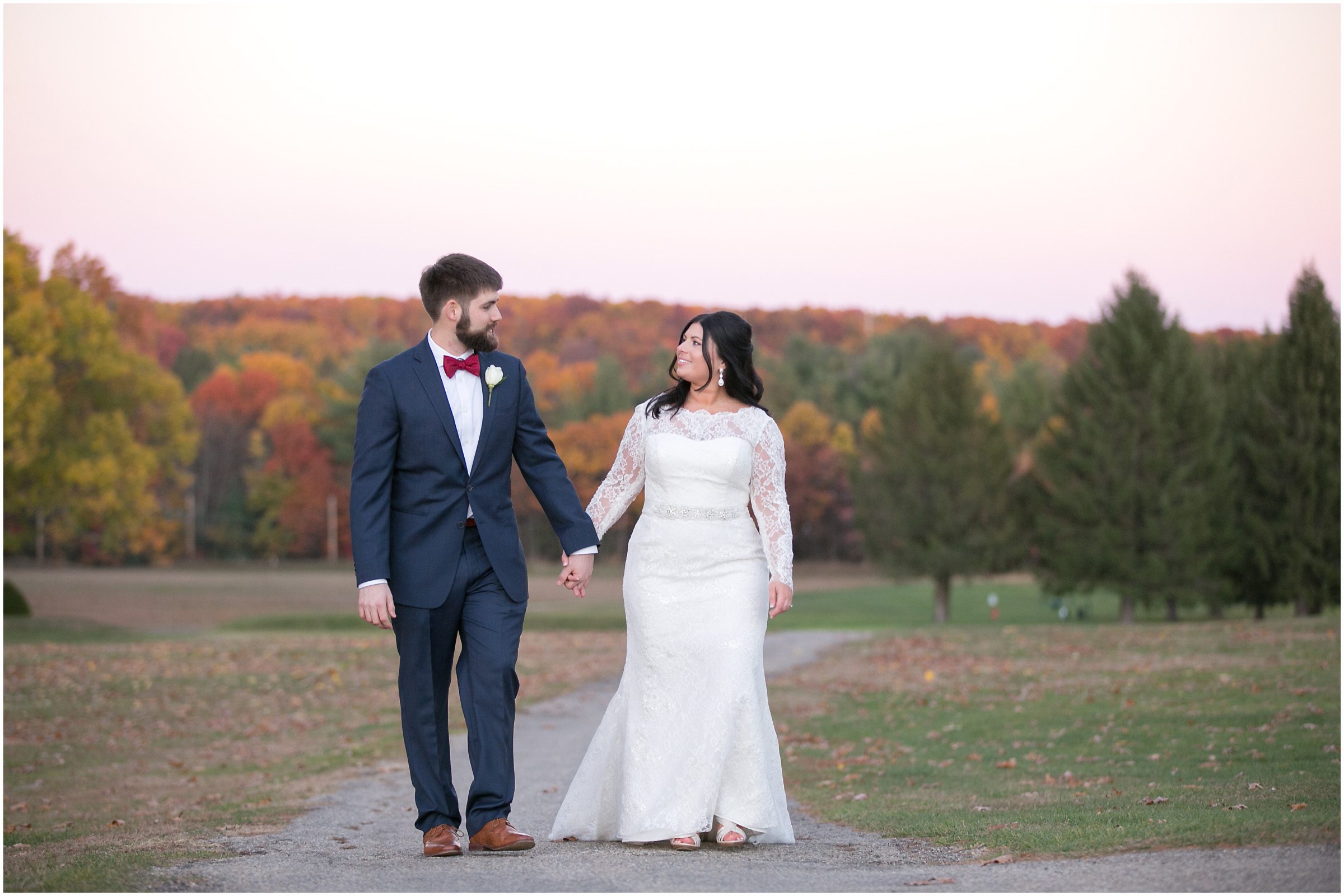 bride and groom golf course wedding