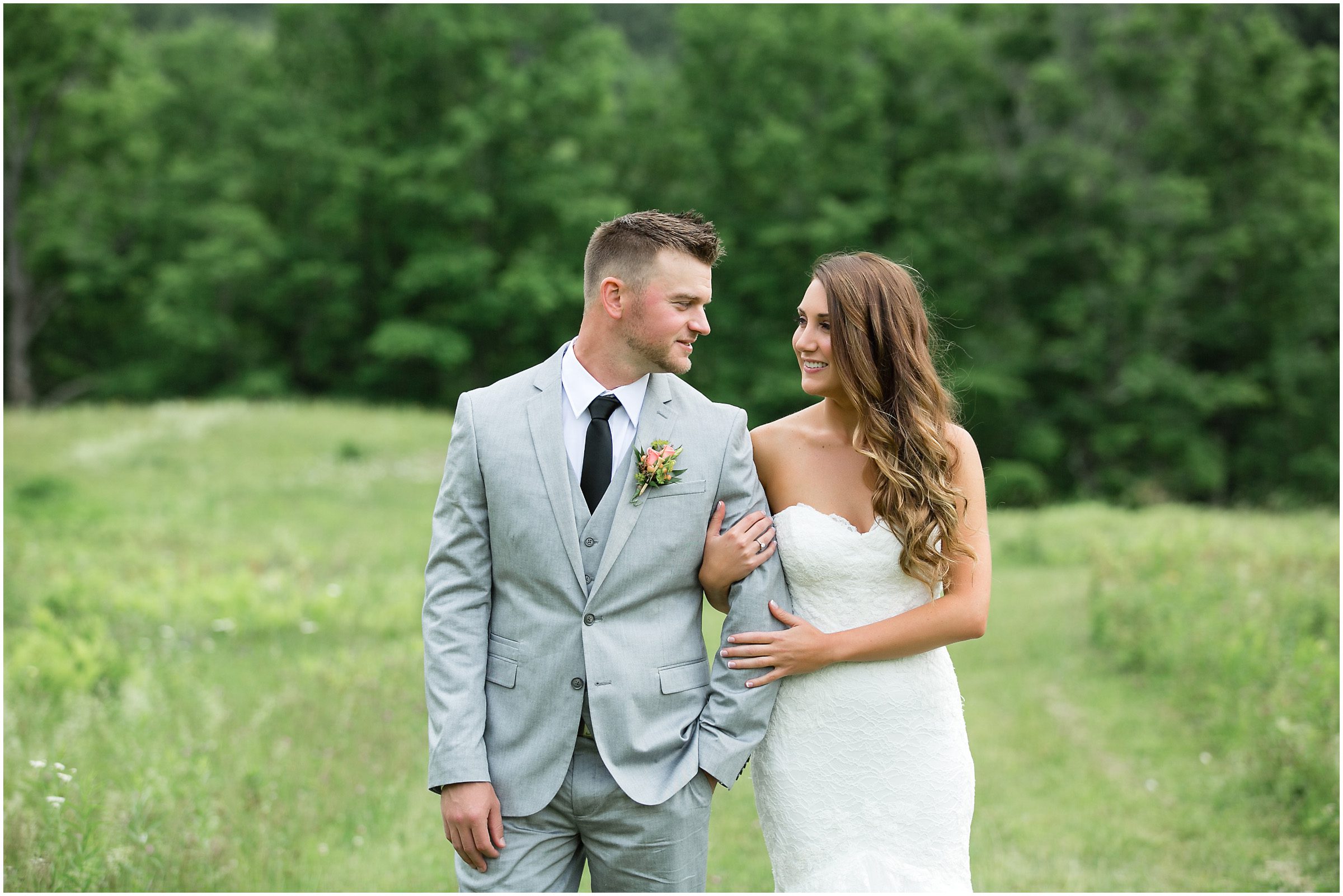 bride and groom farm