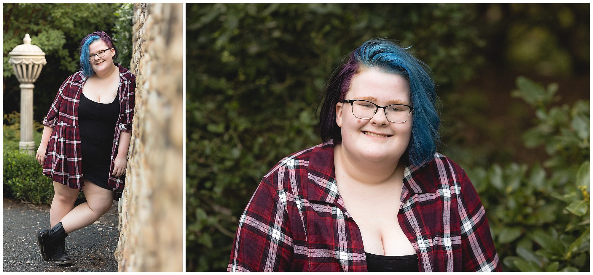 senior blue purple hair