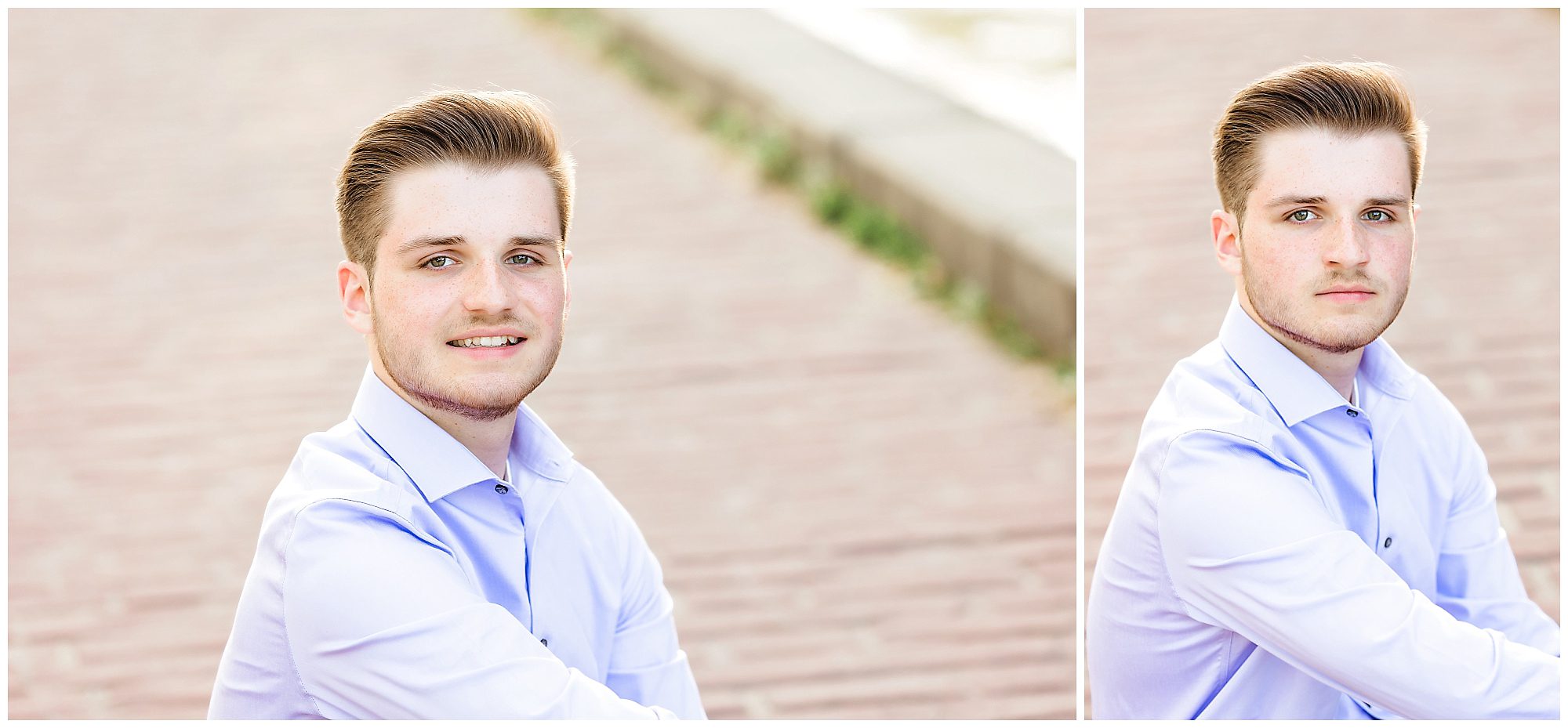 Senior on brick path