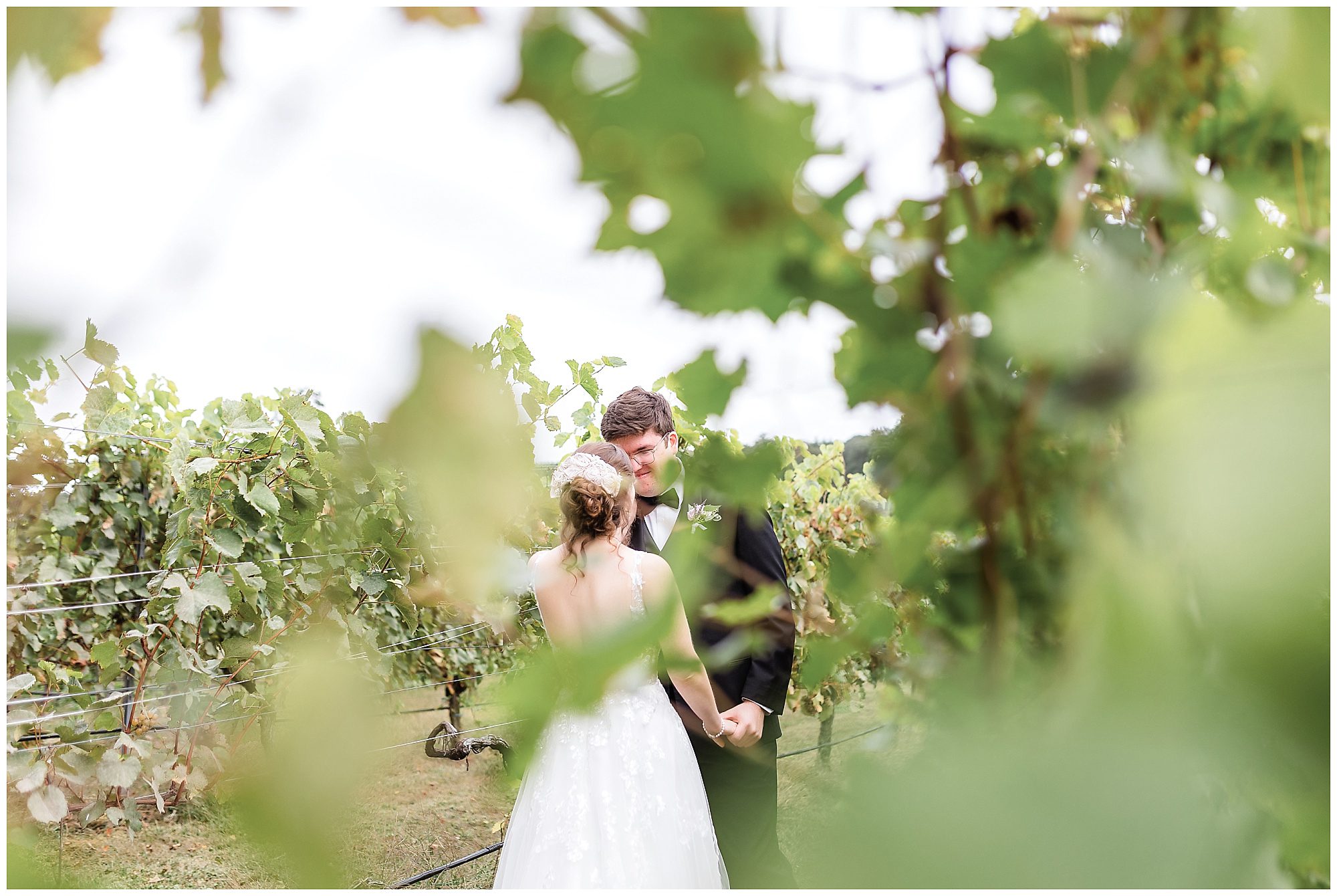 bride and groom first look