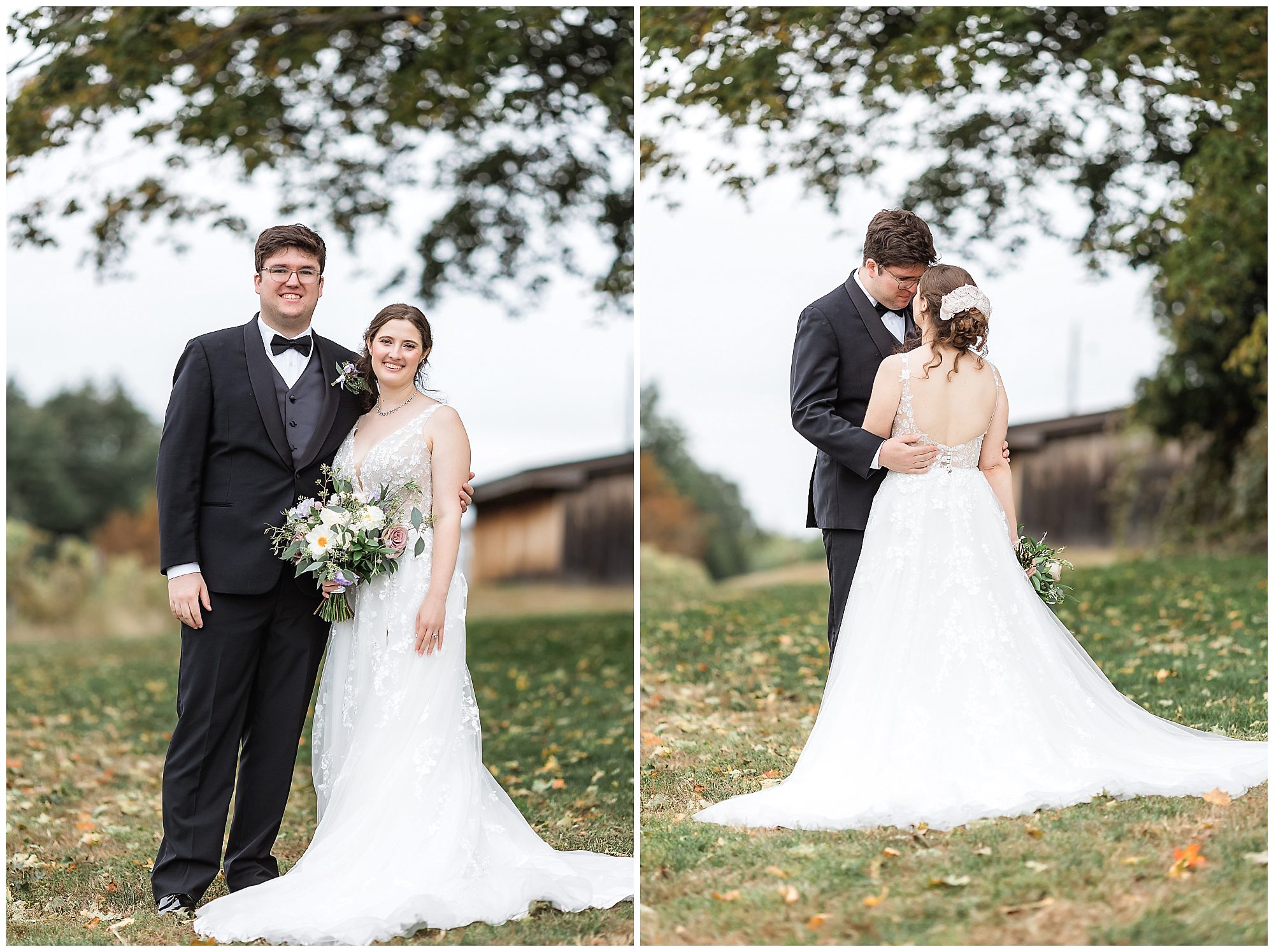 back of bride's gown