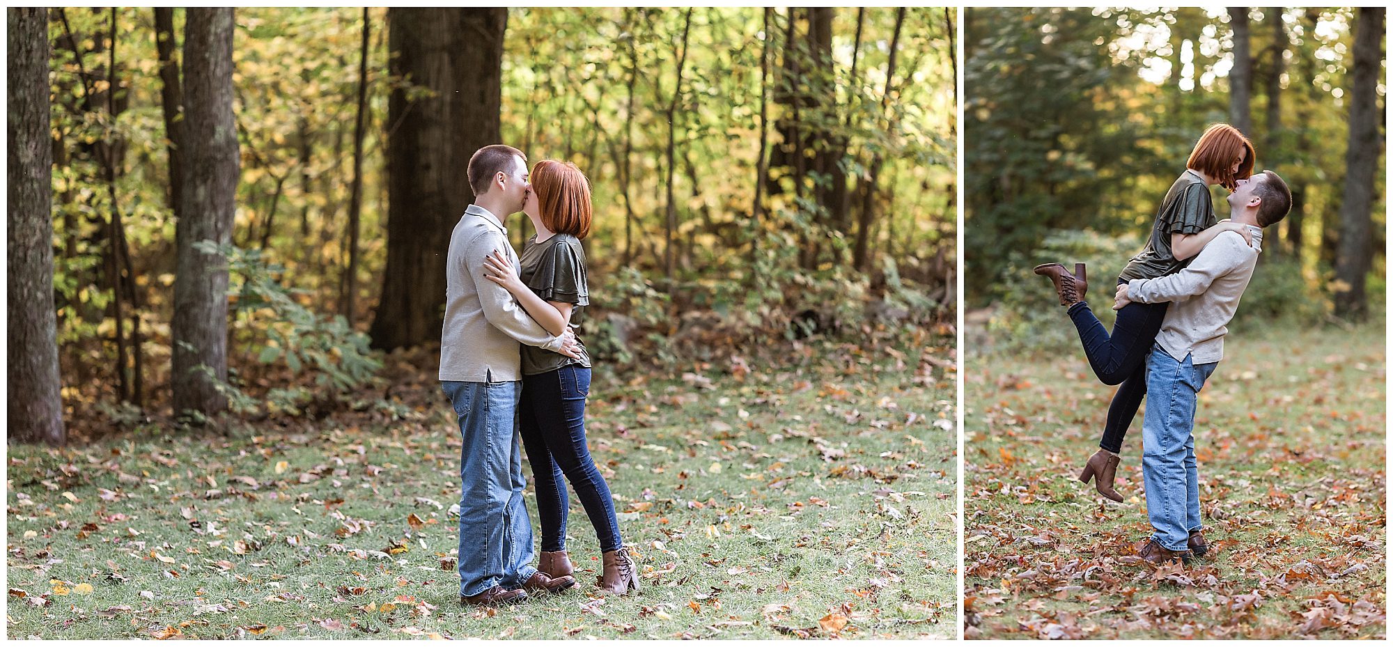 engagement session in the woods