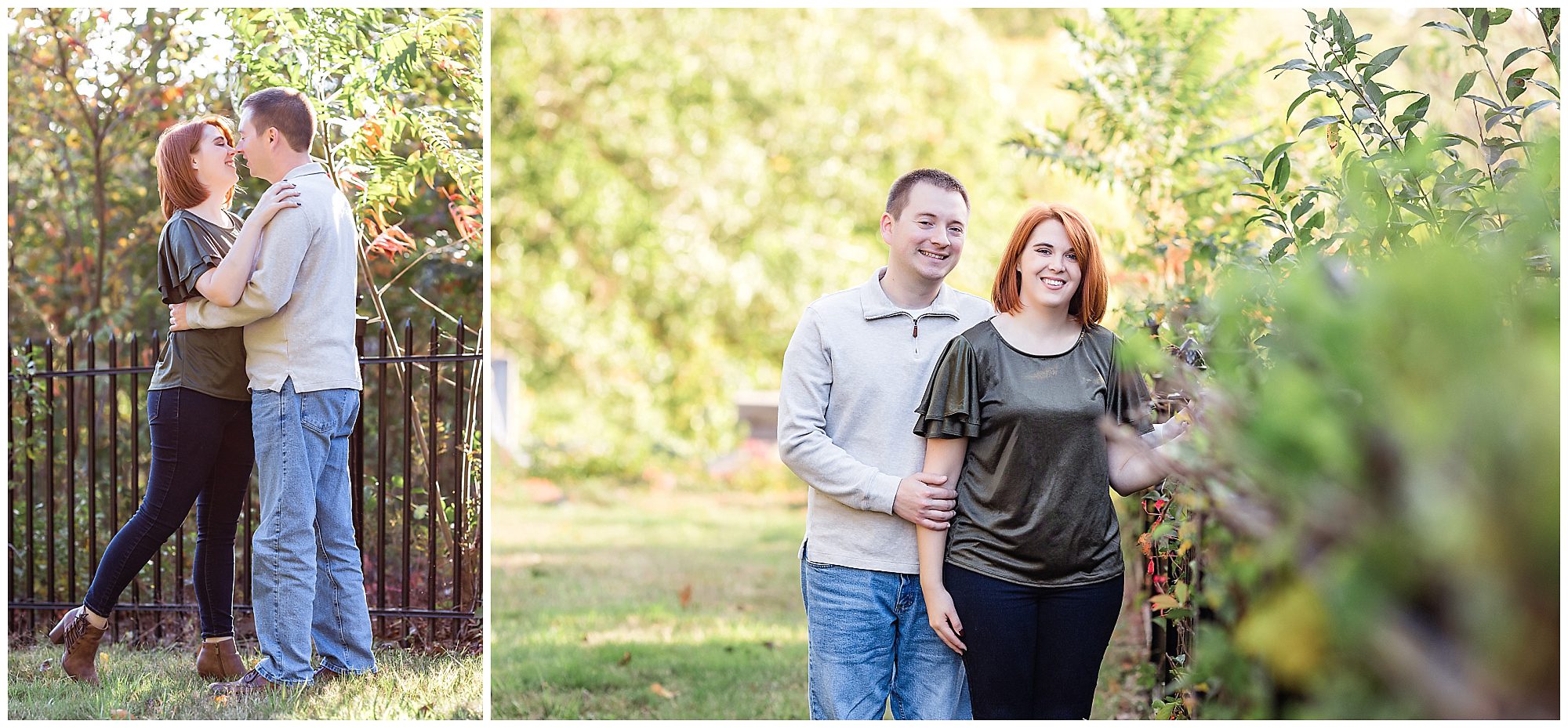 couple poses by fence at quabbin reservoir