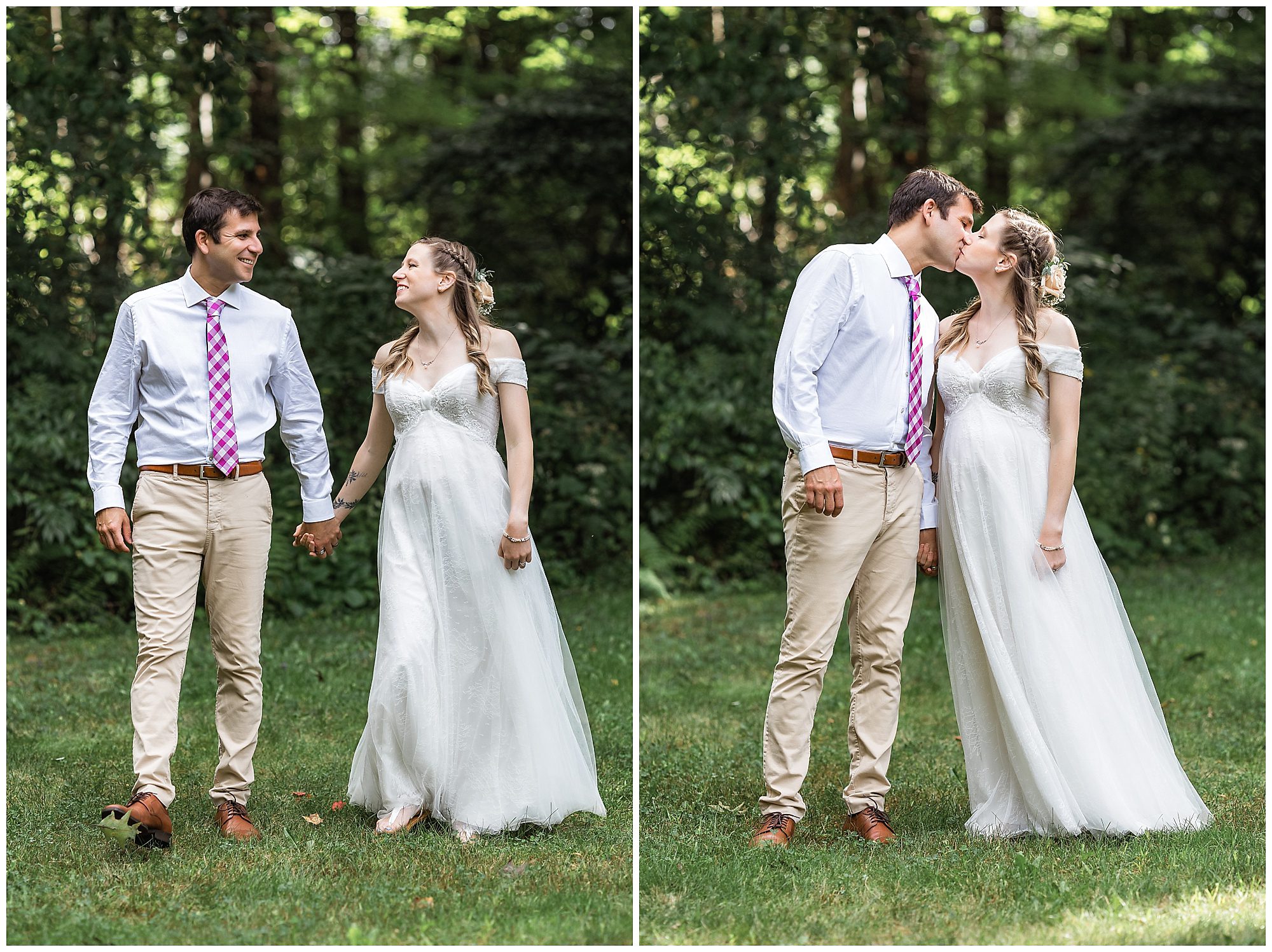 bride and groom kissing