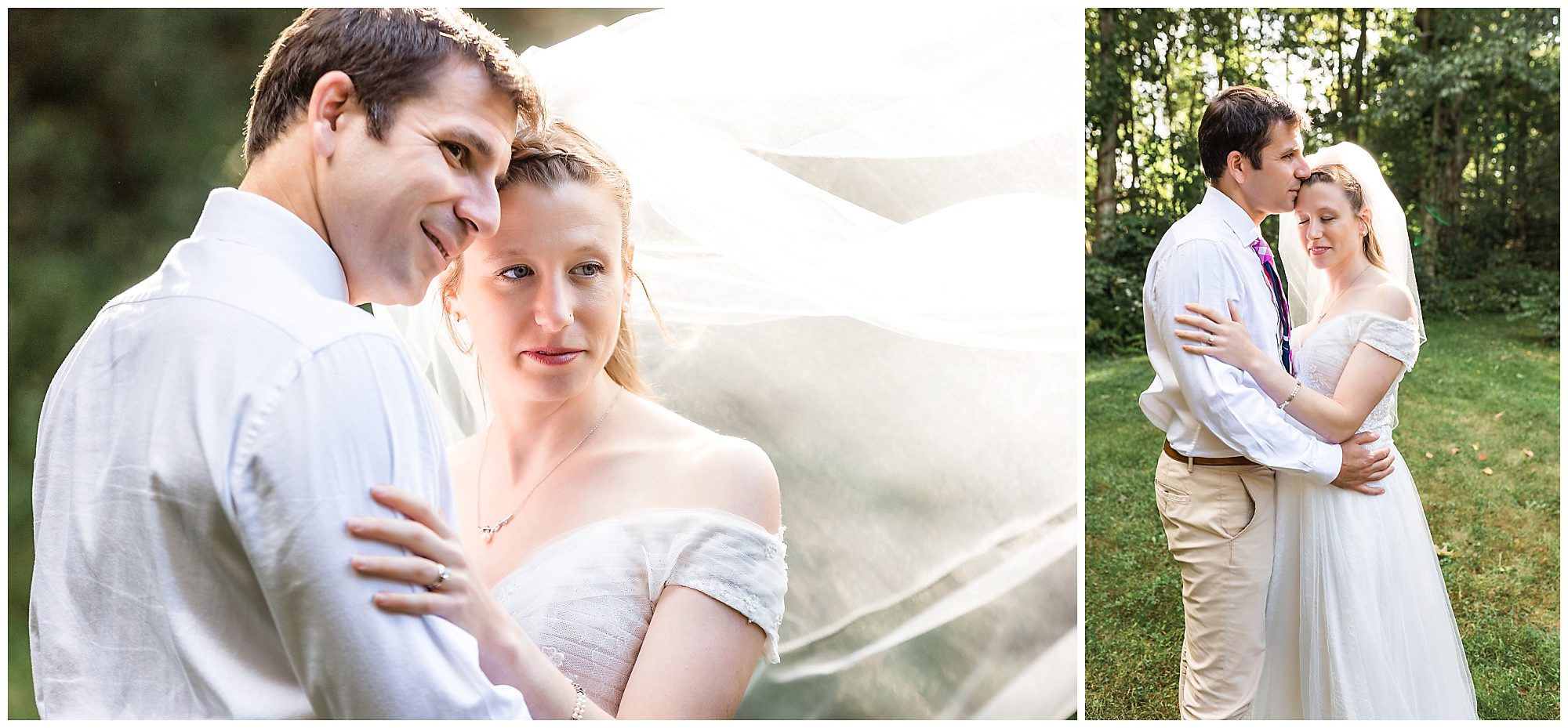 bride's veil blowing in the wind
