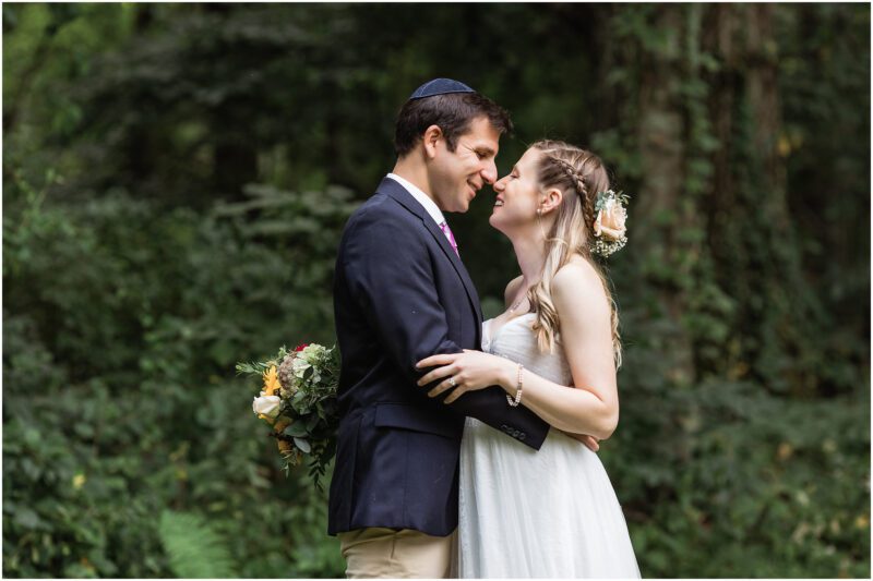 bride and groom kiss