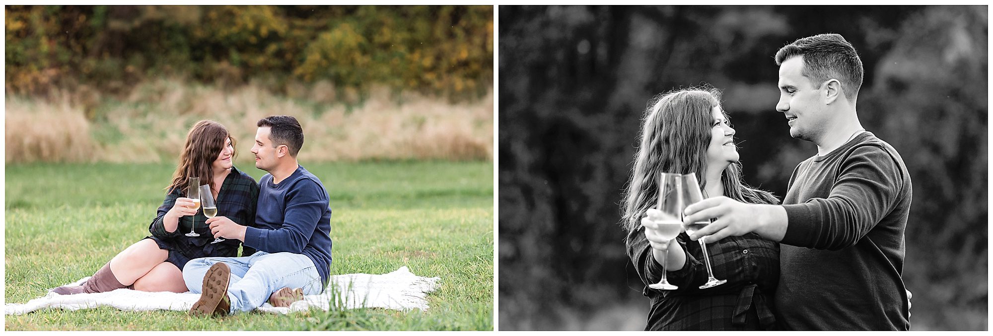 fall engagement session champagne