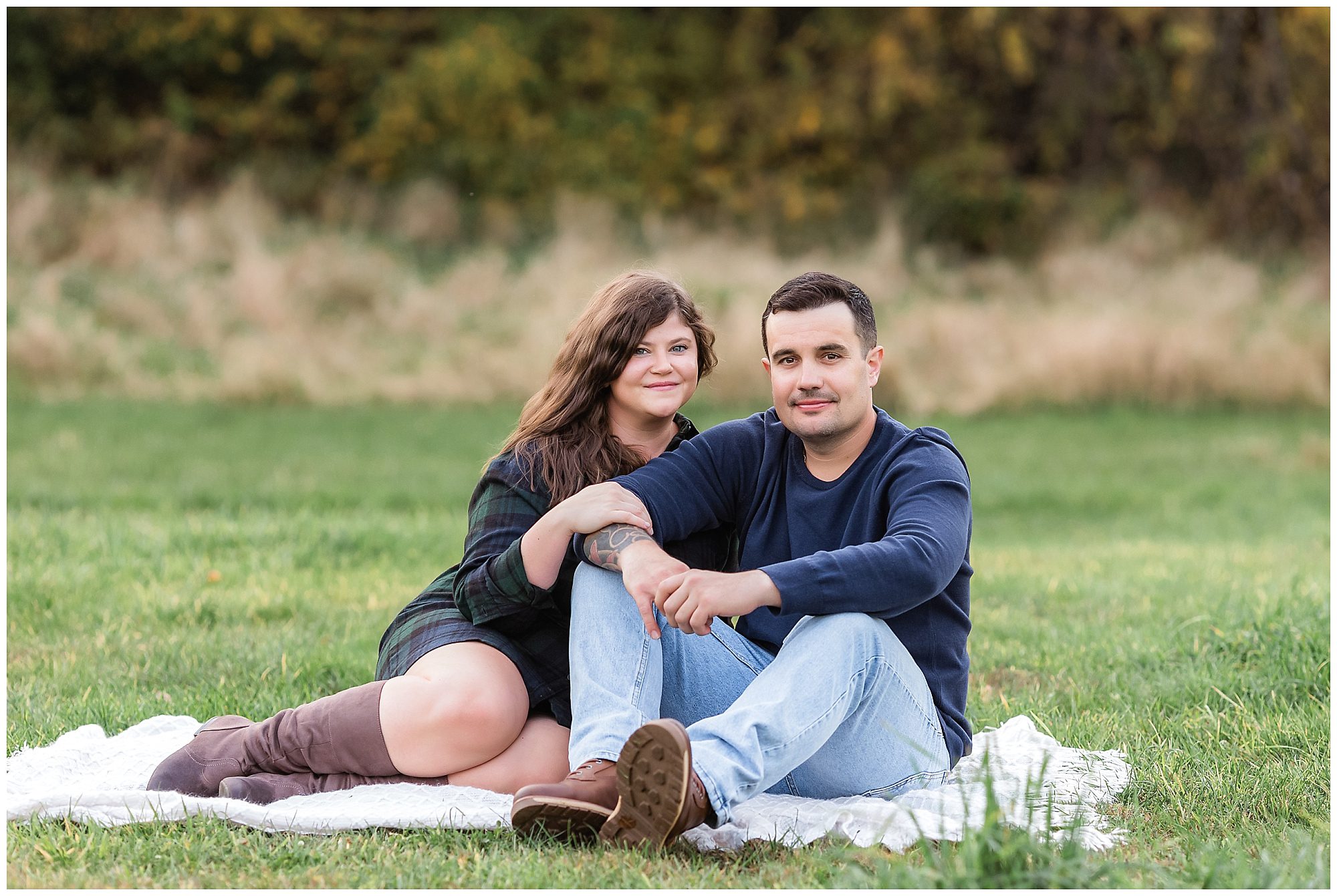 fall engagement session champagne picnic