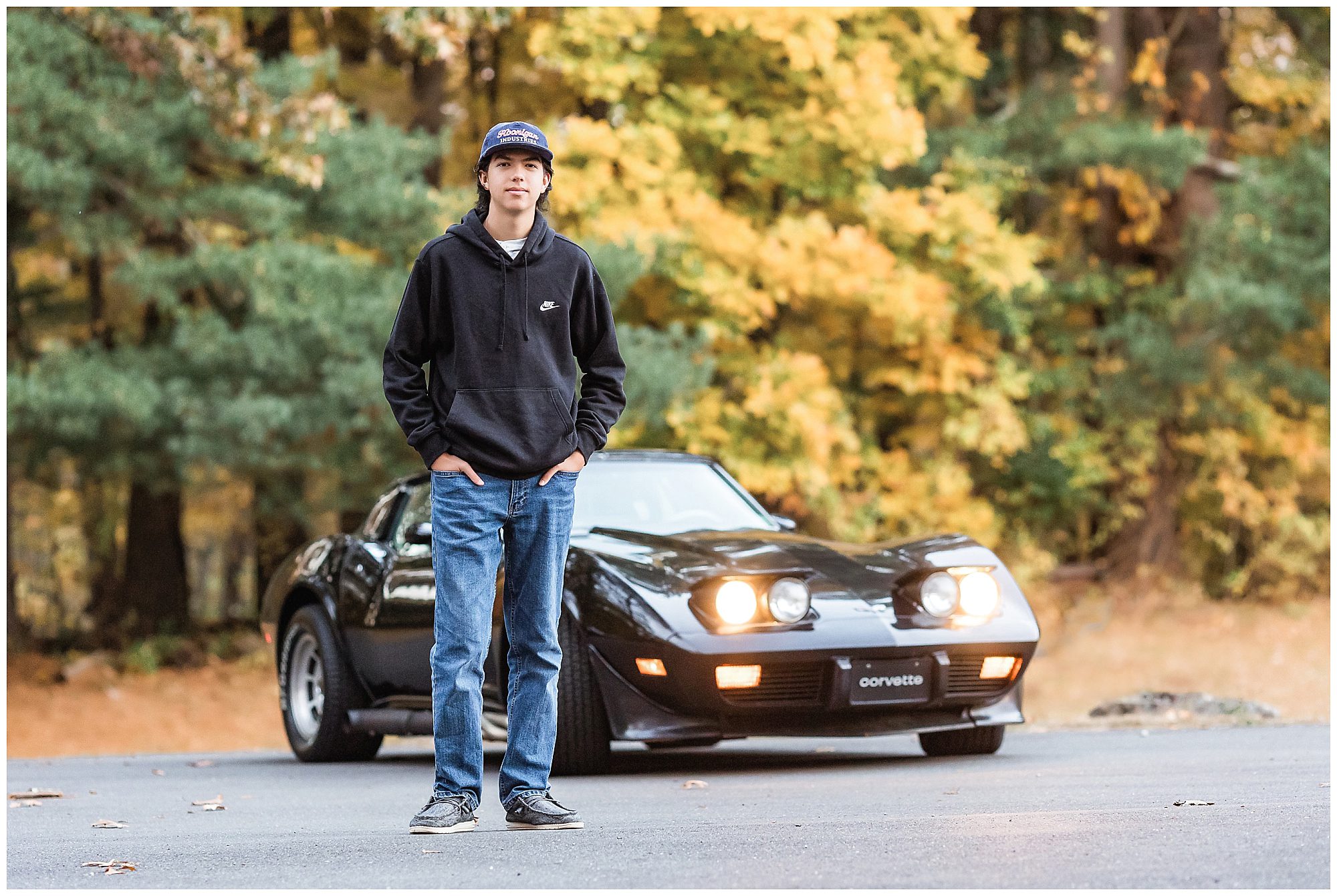 Senior session fall photos Corvette