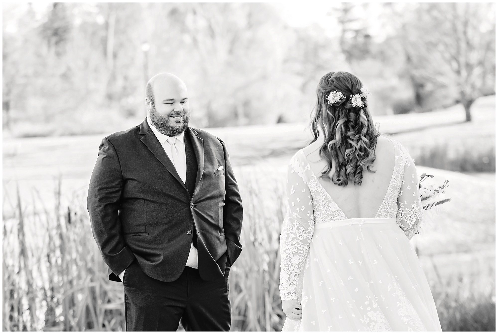 groom sees bride for first time