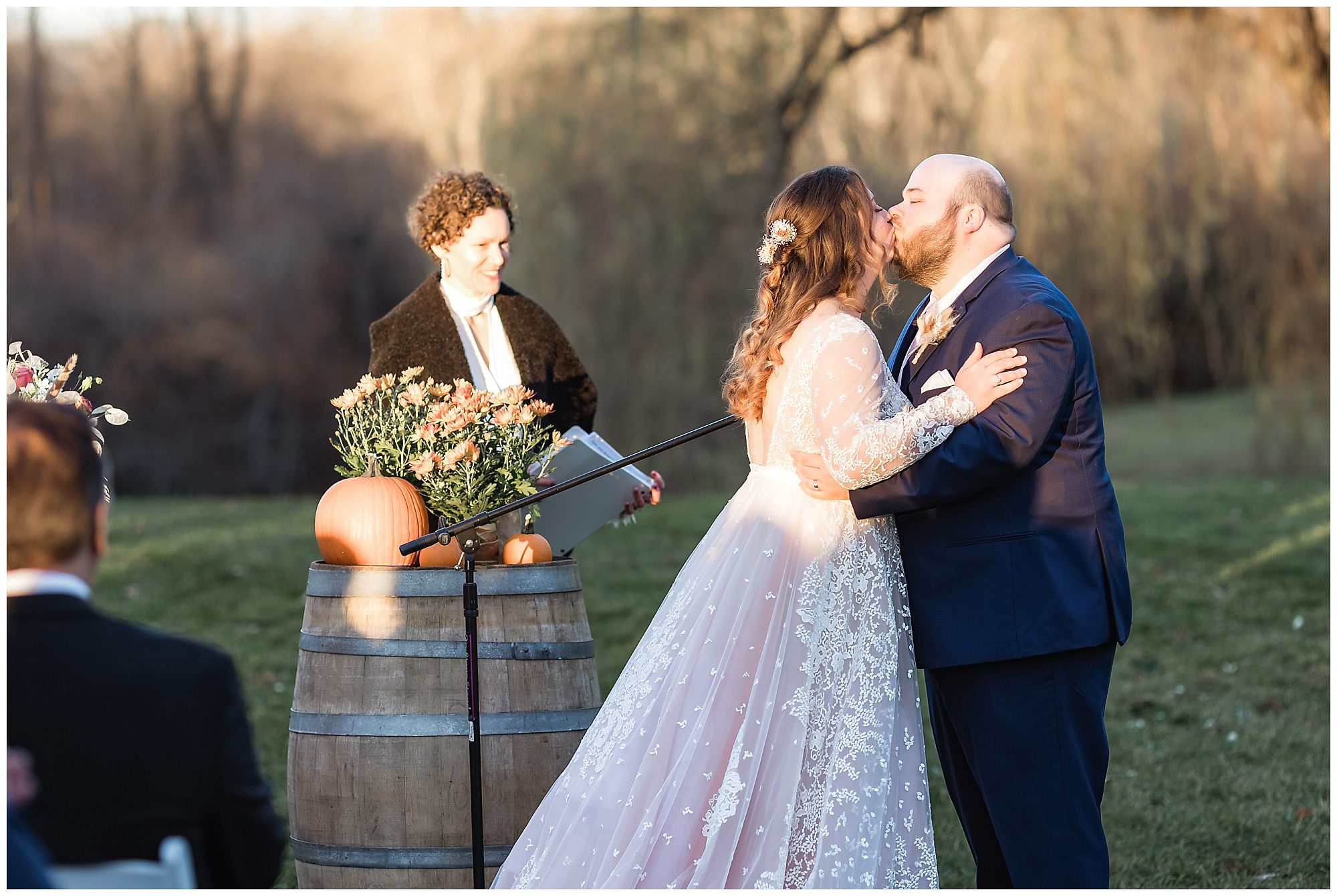 bride and groom's first kiss