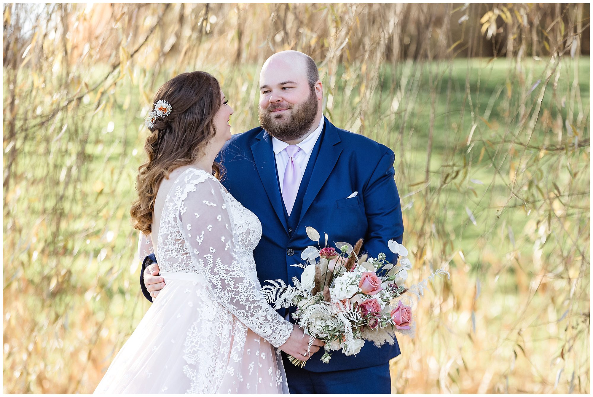 bride and groom portraits at the barns at wesleyan hills