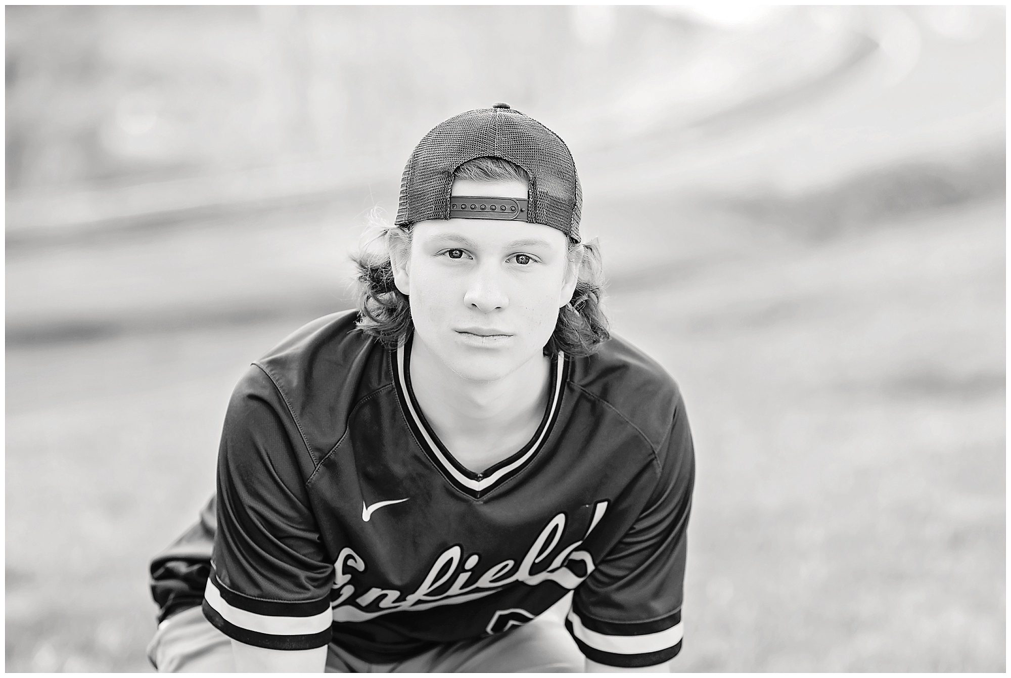 Senior boy Enfield CT baseball uniform black and white