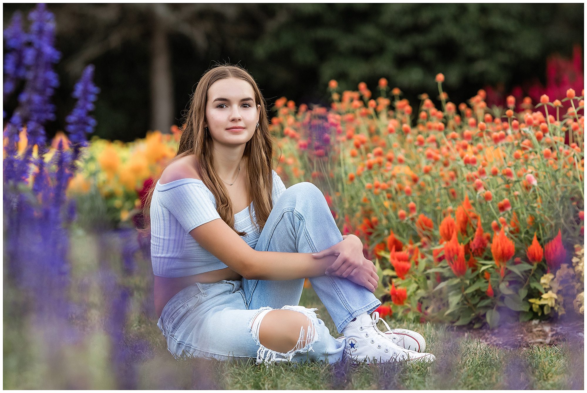 senior portrait flowers