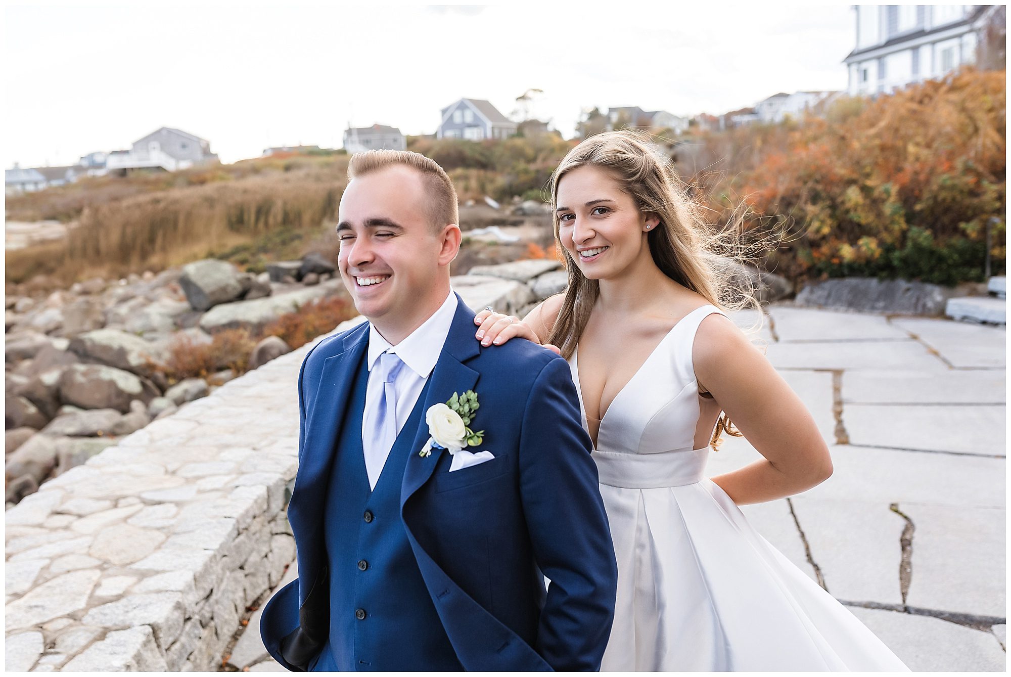 bride and groom first look