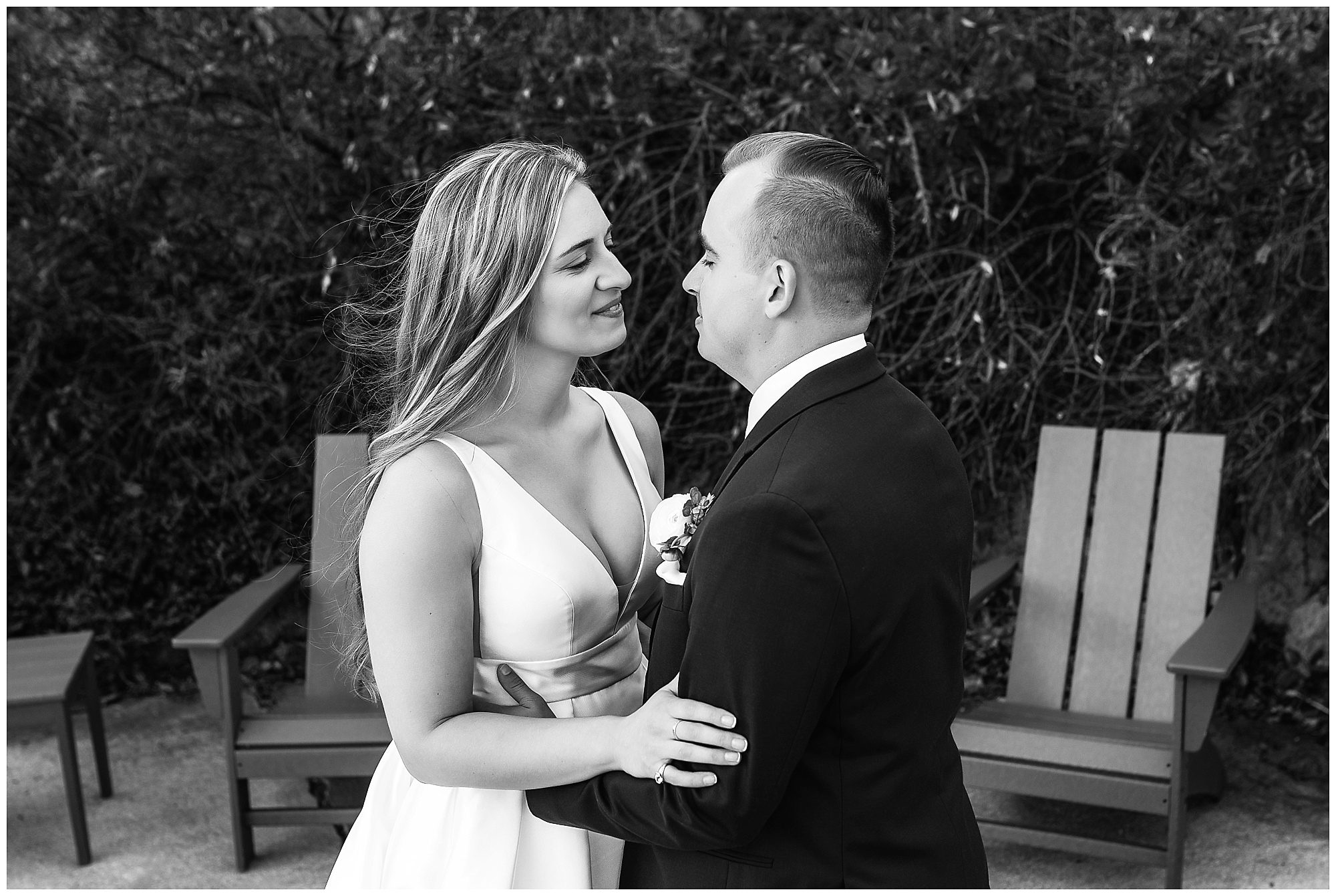 bride and groom first look