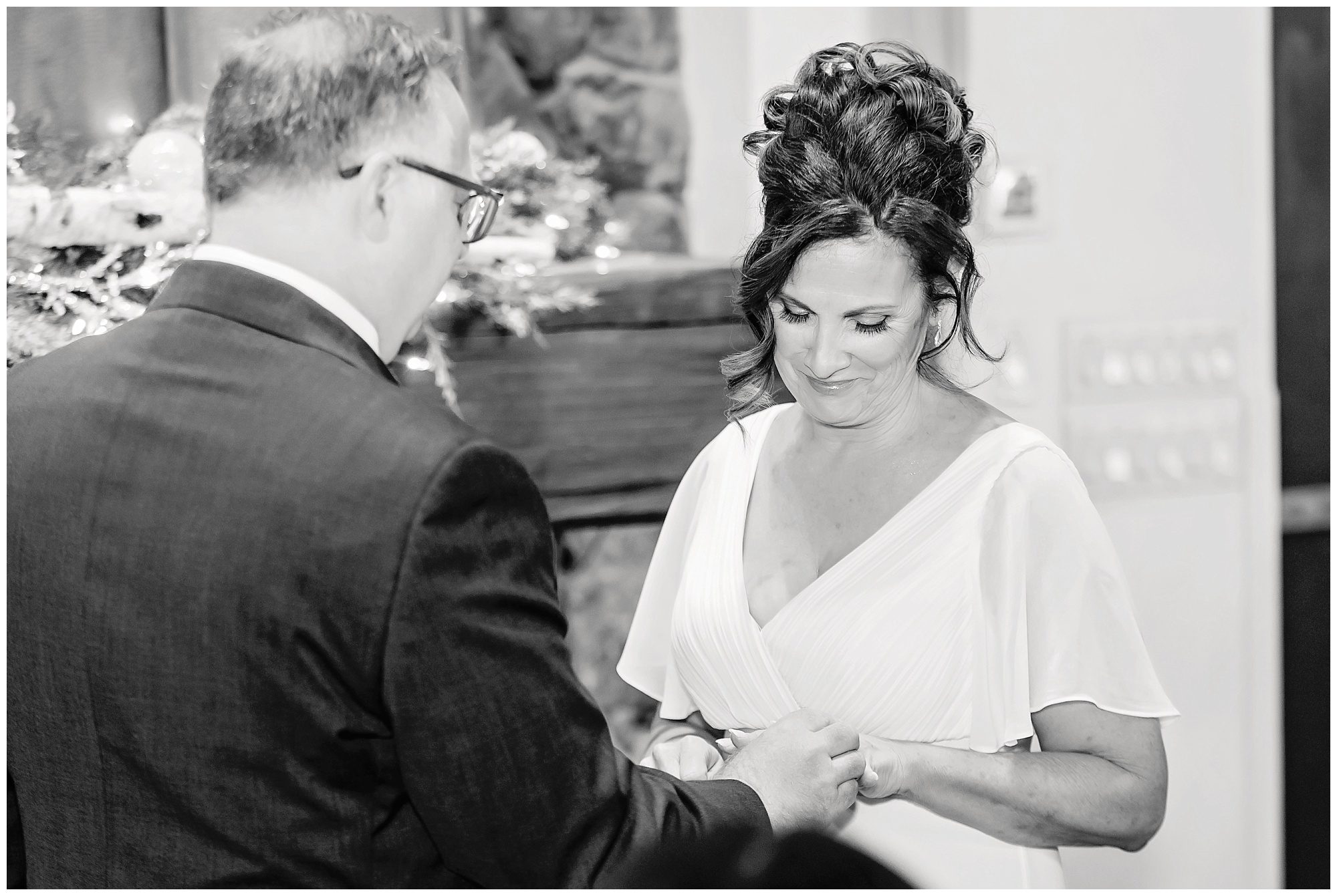 Christmas wedding Pond House Cafe Ceremony rings