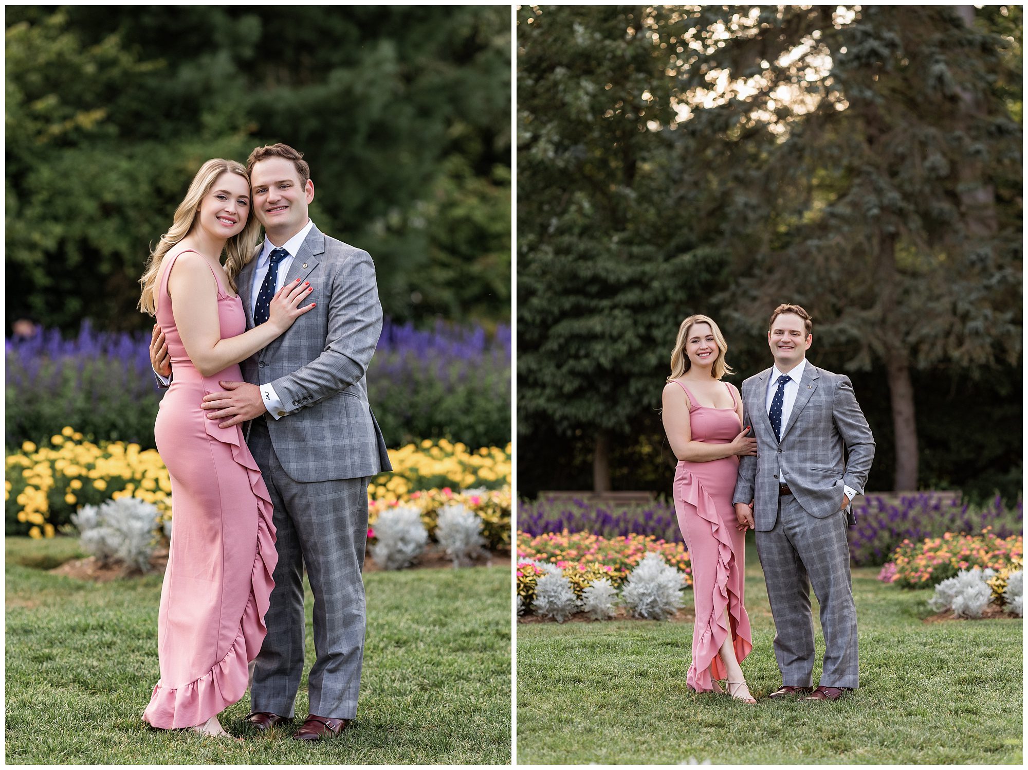 Devon and Jack's engagement session in the flower gardens at Elizabeth Park