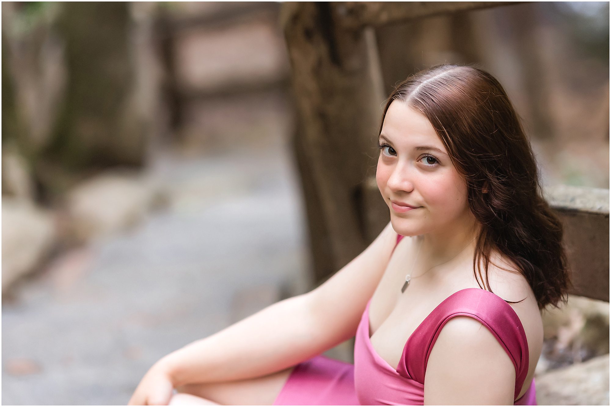 Senior portrait session at Enders Falls sitting