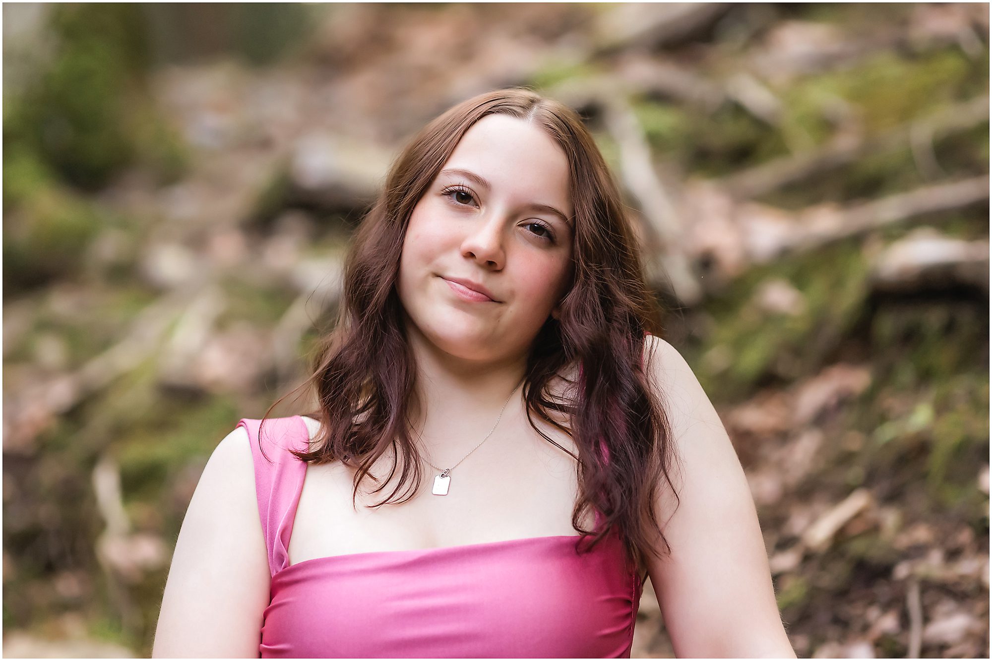 Senior portrait session at Enders Falls in the woods