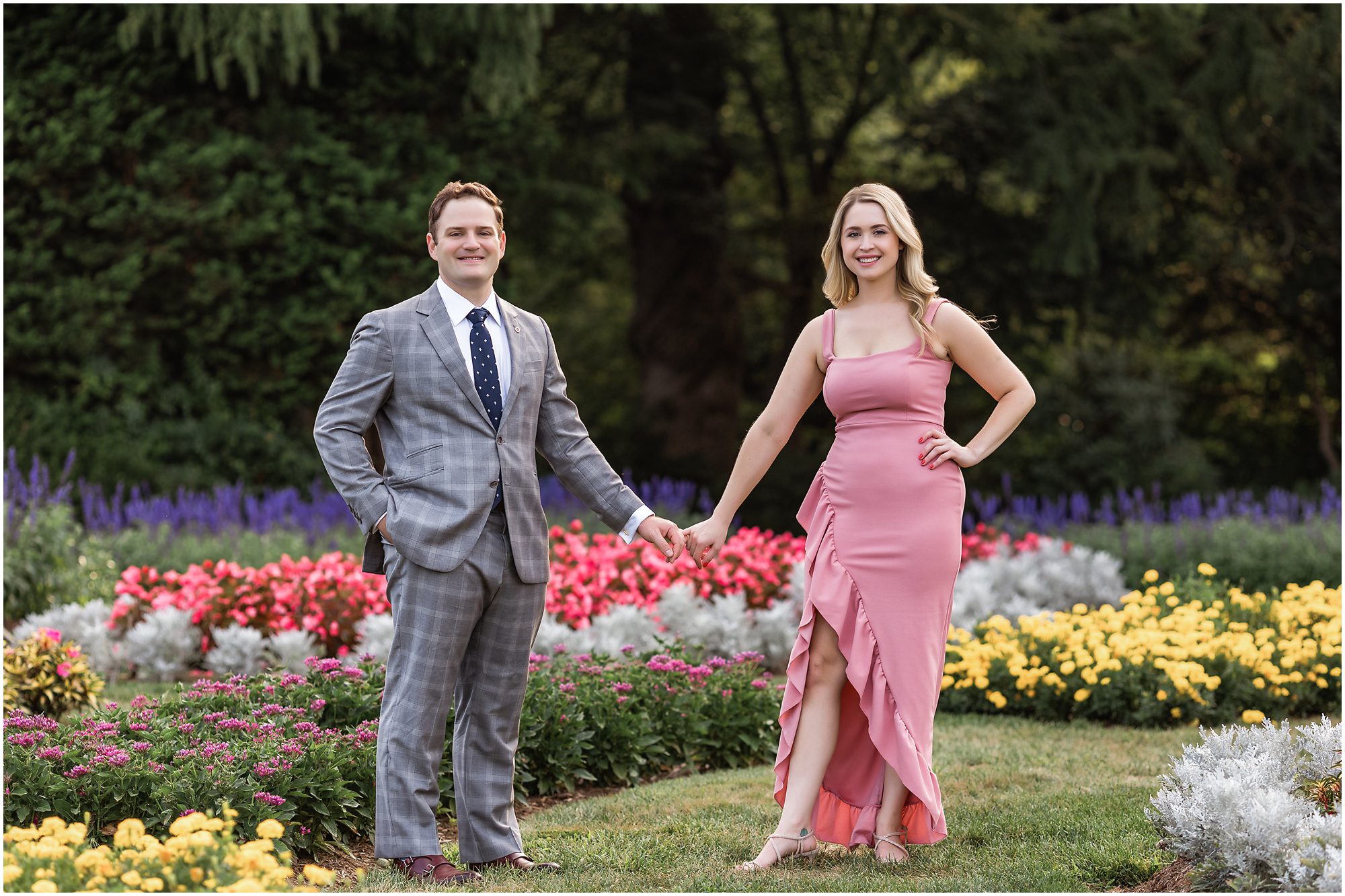 Engagement Session Couple in the flower garden at elizabeth park