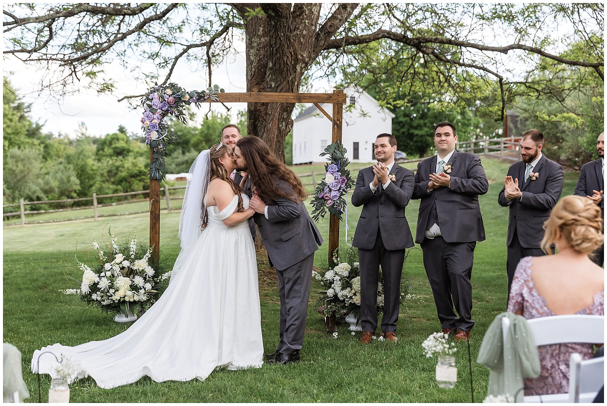 Publick House Wedding ceremony first kiss