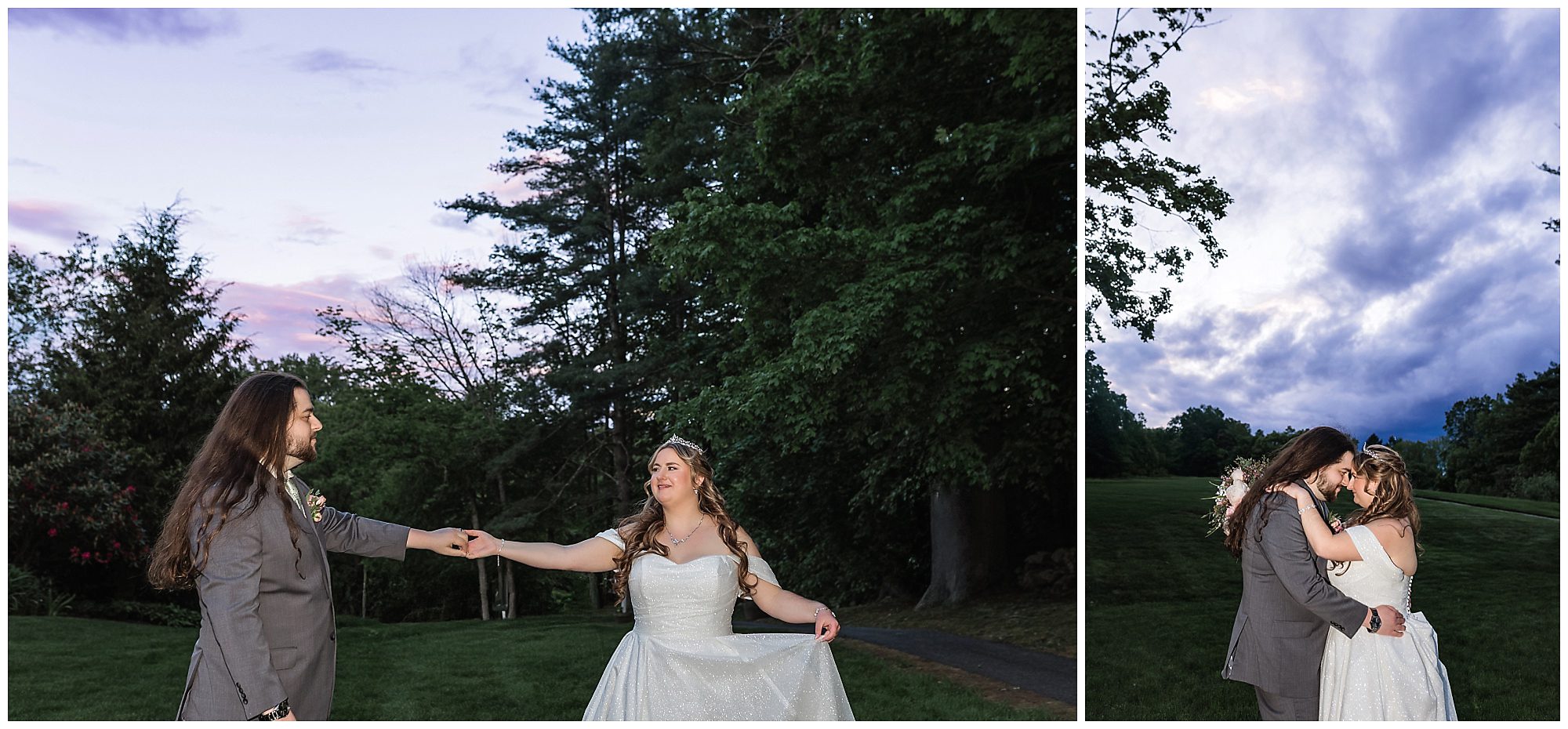 Publick House Wedding portraits bride and groom sunset