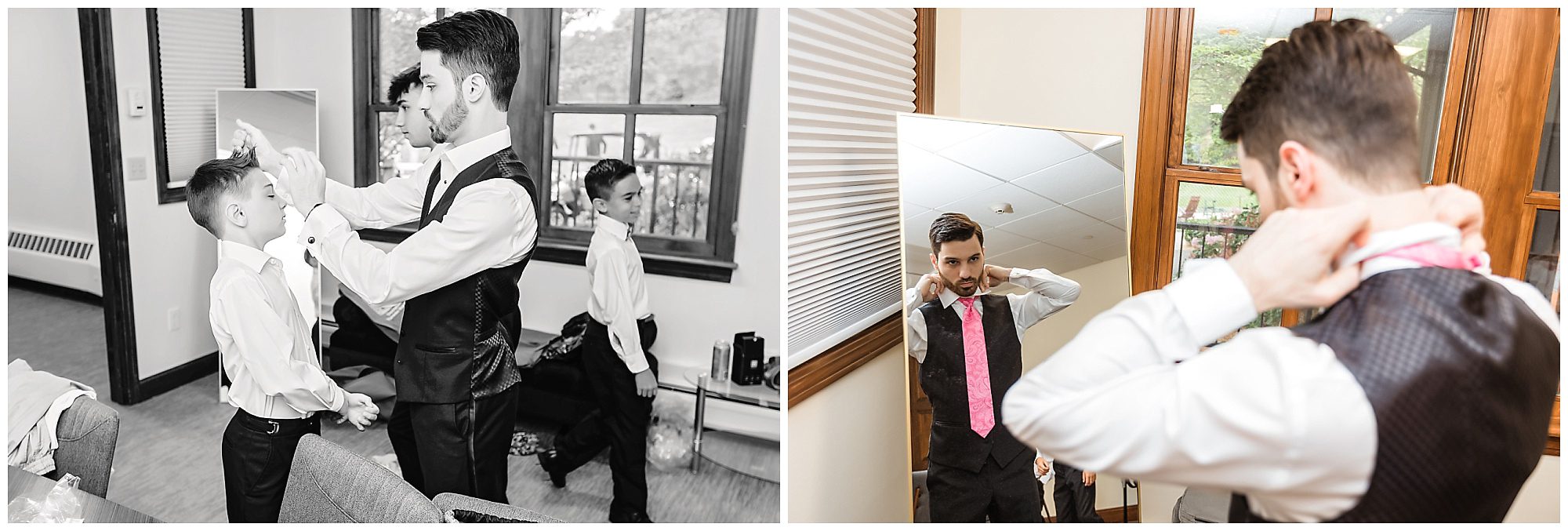 Tunxis Country Club Intimate Wedding groom getting ready