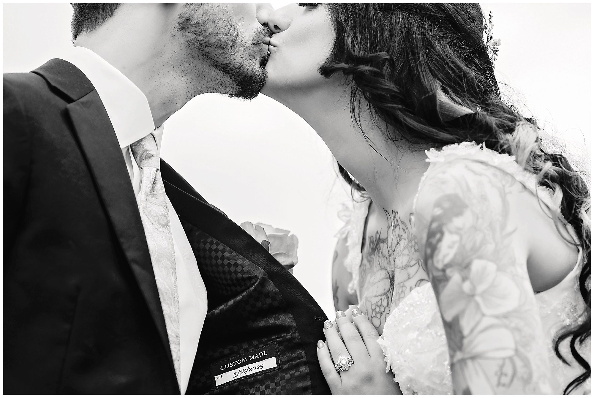 Tunxis Country Club Intimate Wedding bride and groom portrait on the golf course