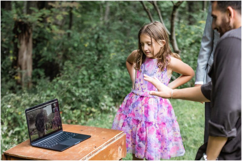 Couple live streaming wedding
