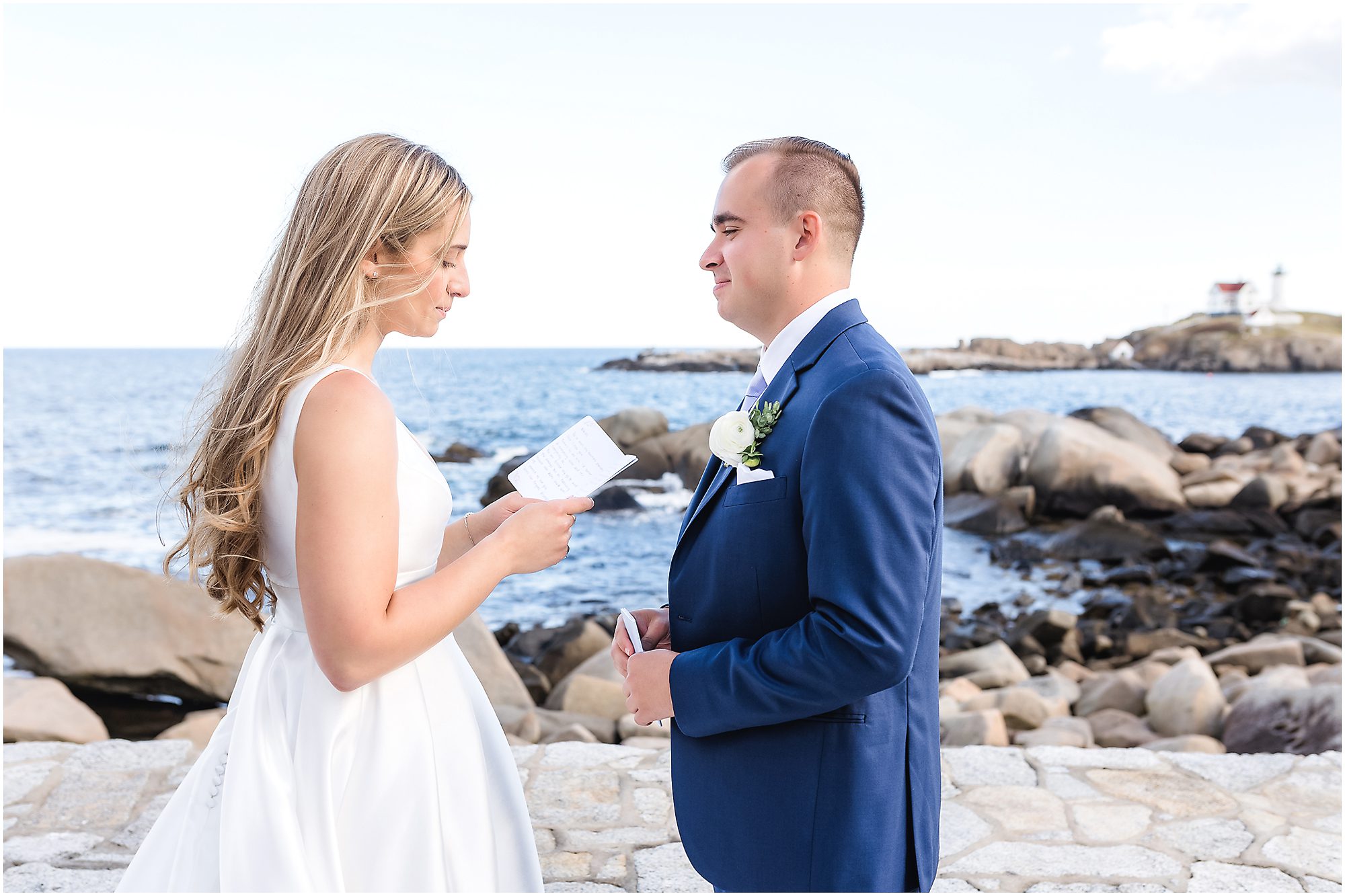 Bride and Groom saying their own vows beach wedding