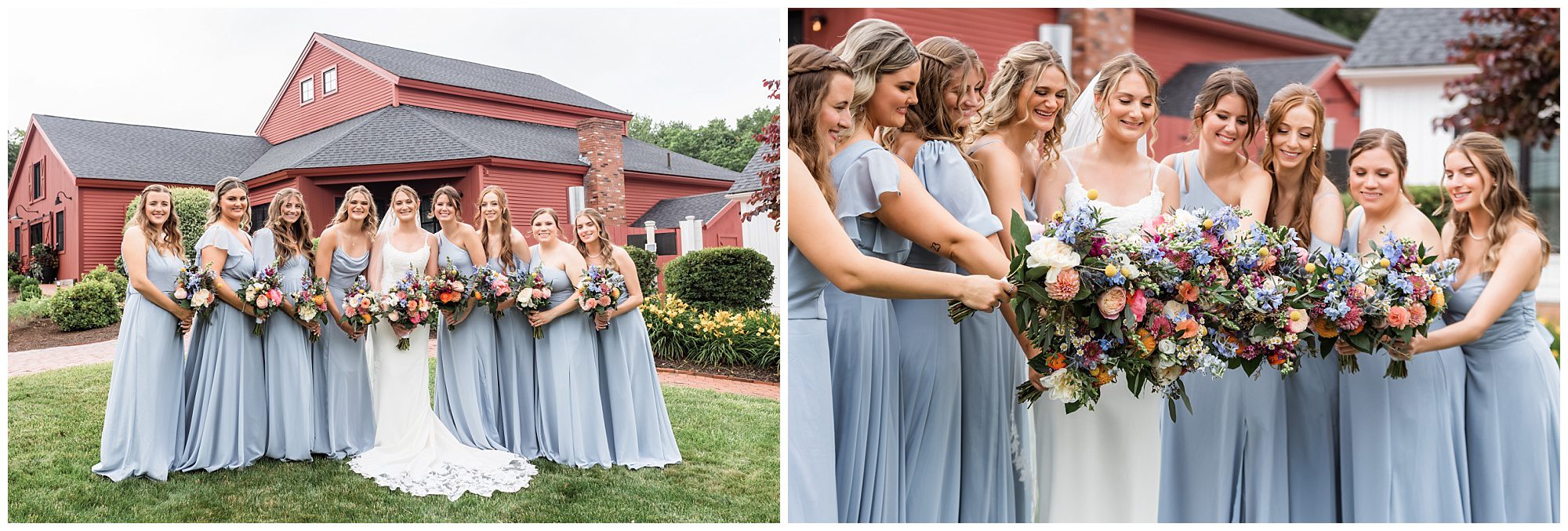 Barn at Wight Farm wedding party portraits