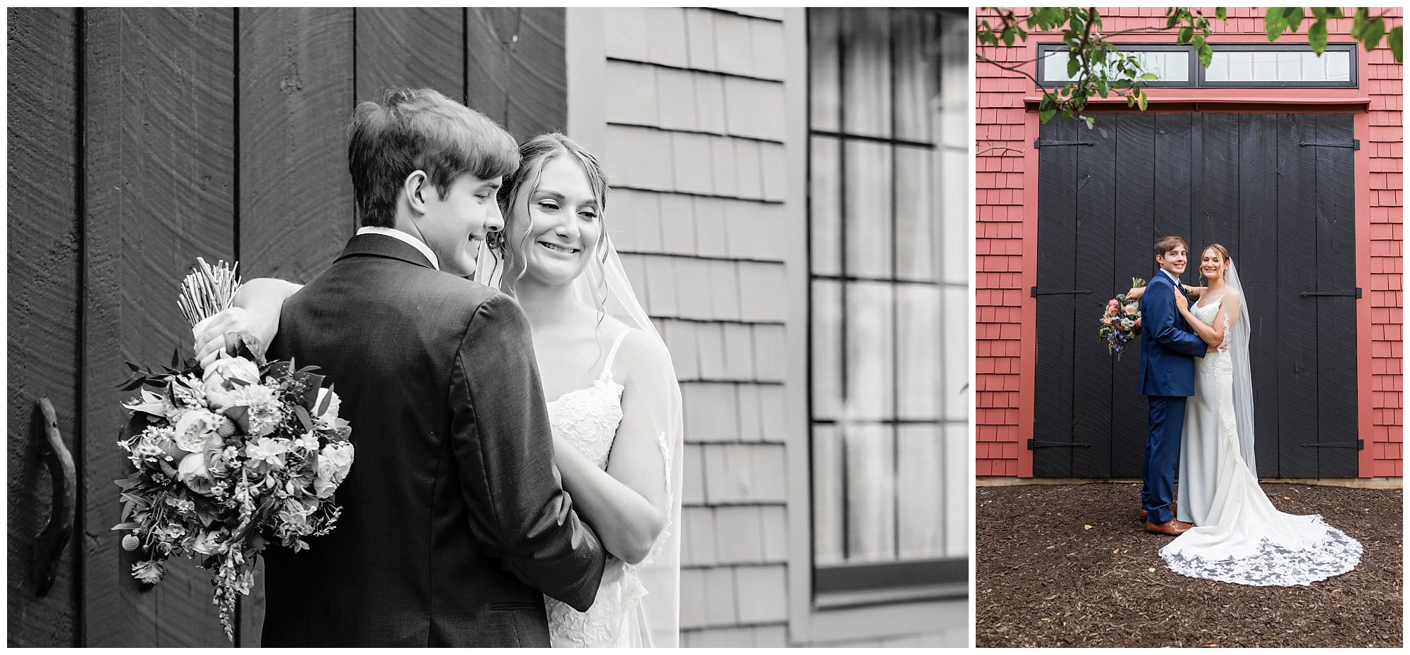 Barn at Wight Farm wedding bride and groom portraits