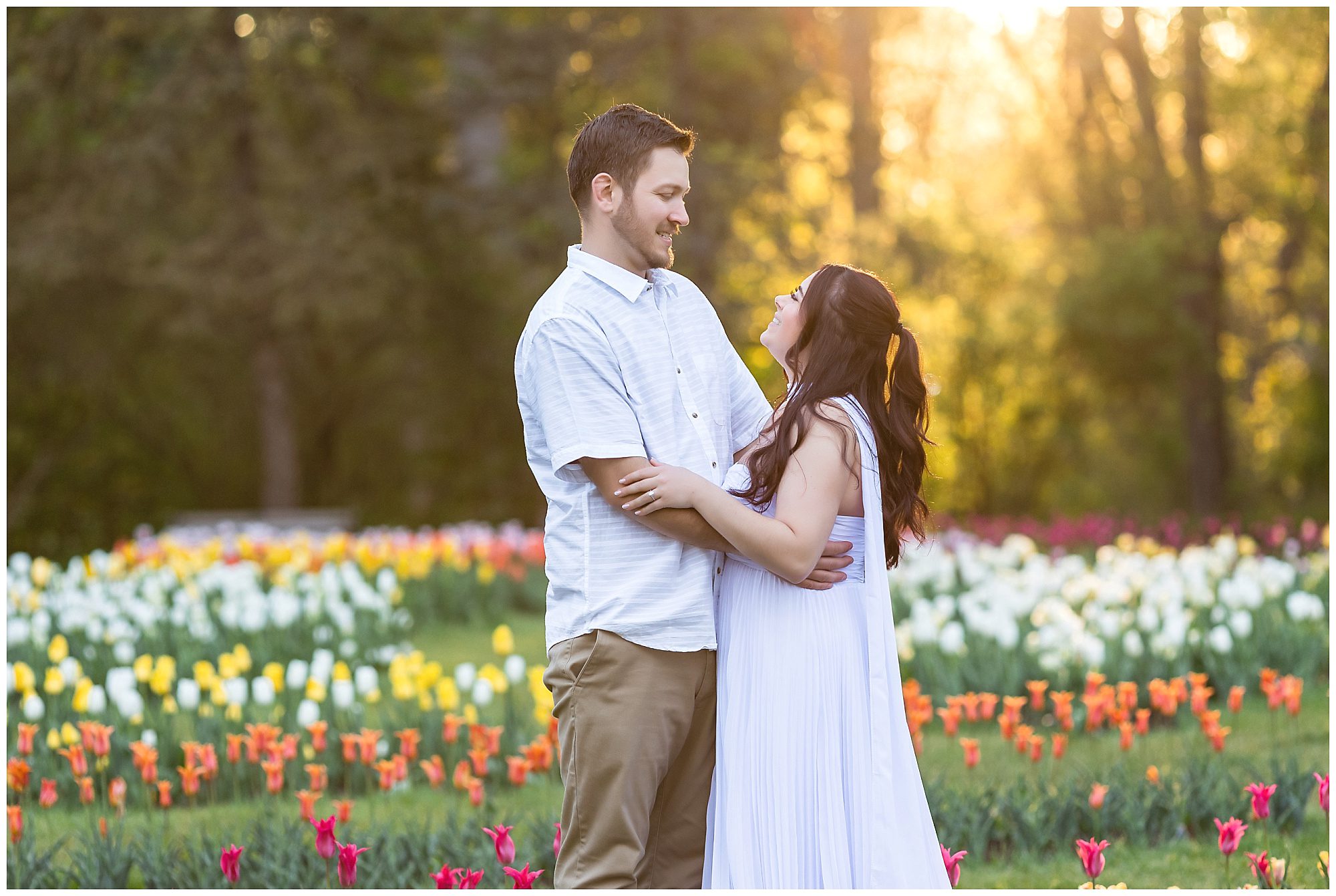 Elizabeth Park Engagement Sunset tulips spring