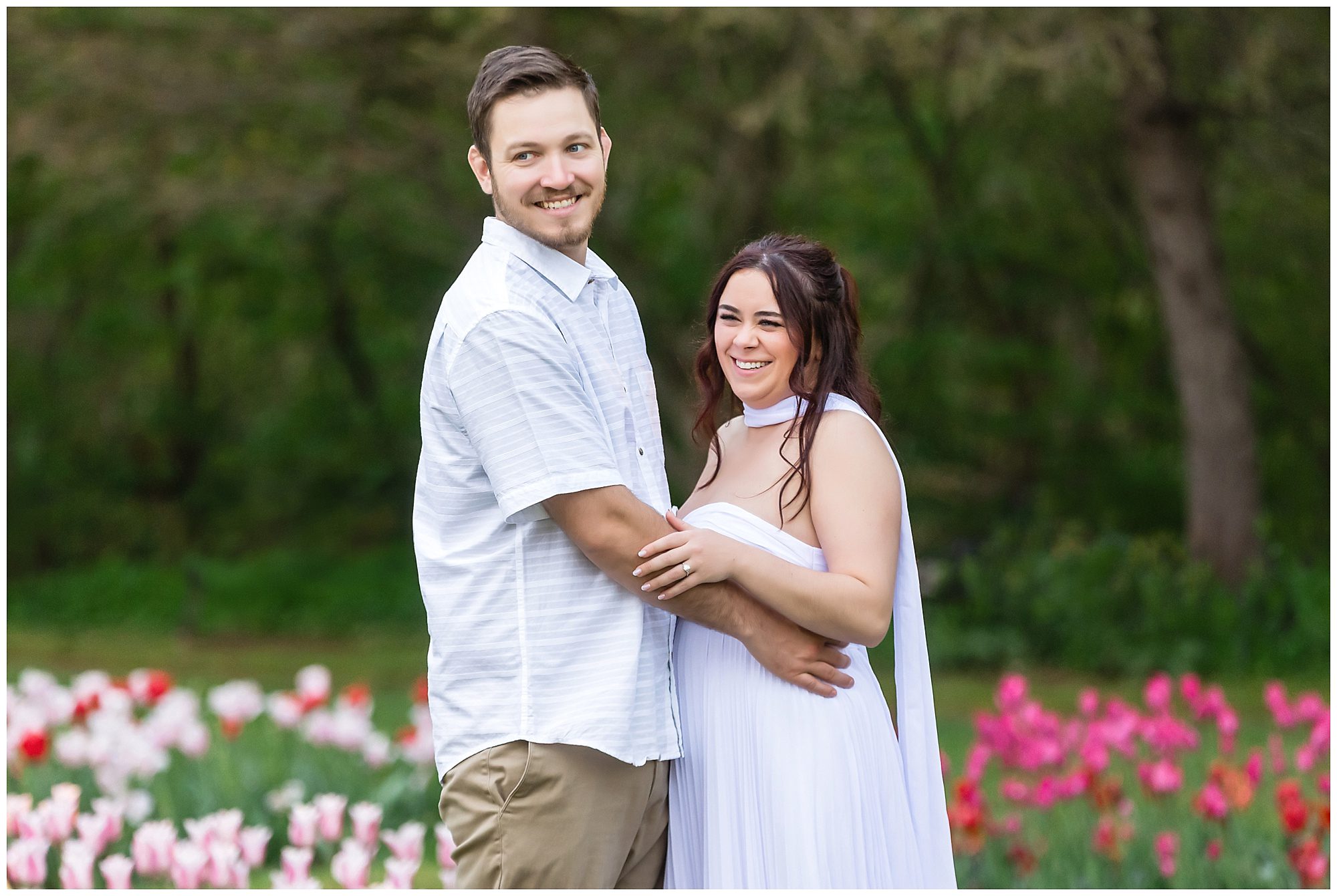 Elizabeth Park Engagement Sunset tulip garden spring