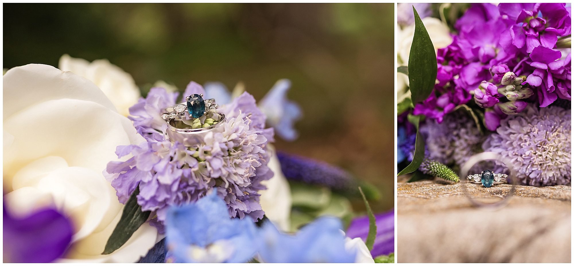 Wickham Park elopement bouquet and wedding rings