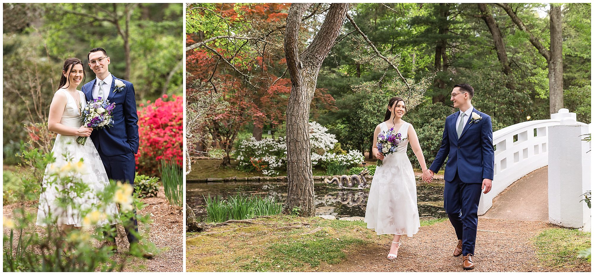 Wickham Park elopement portraits bridge